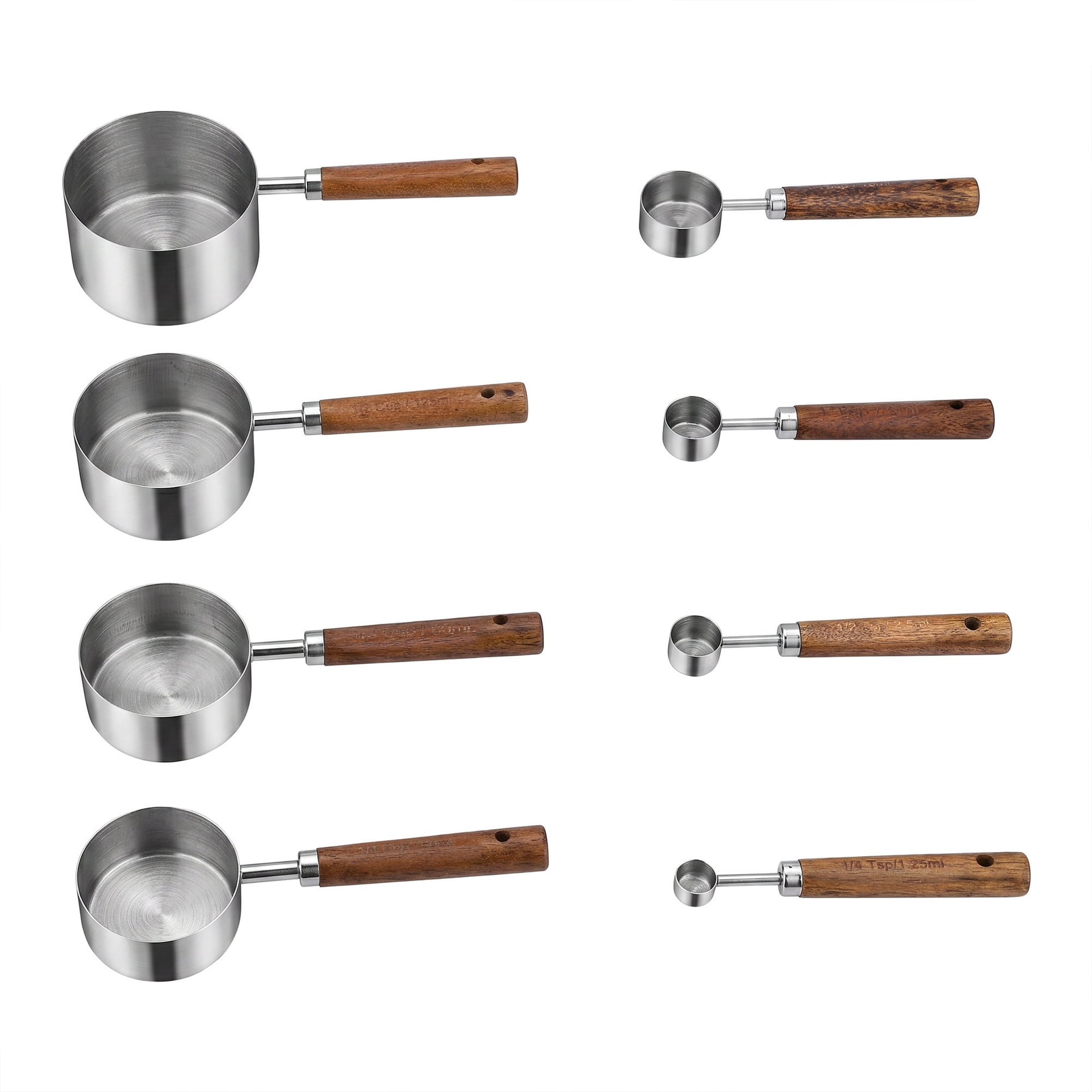 Unique Bargains Stainless Steel Measuring Durable Metal Spoons for Cooking Silver-A 8Pcs