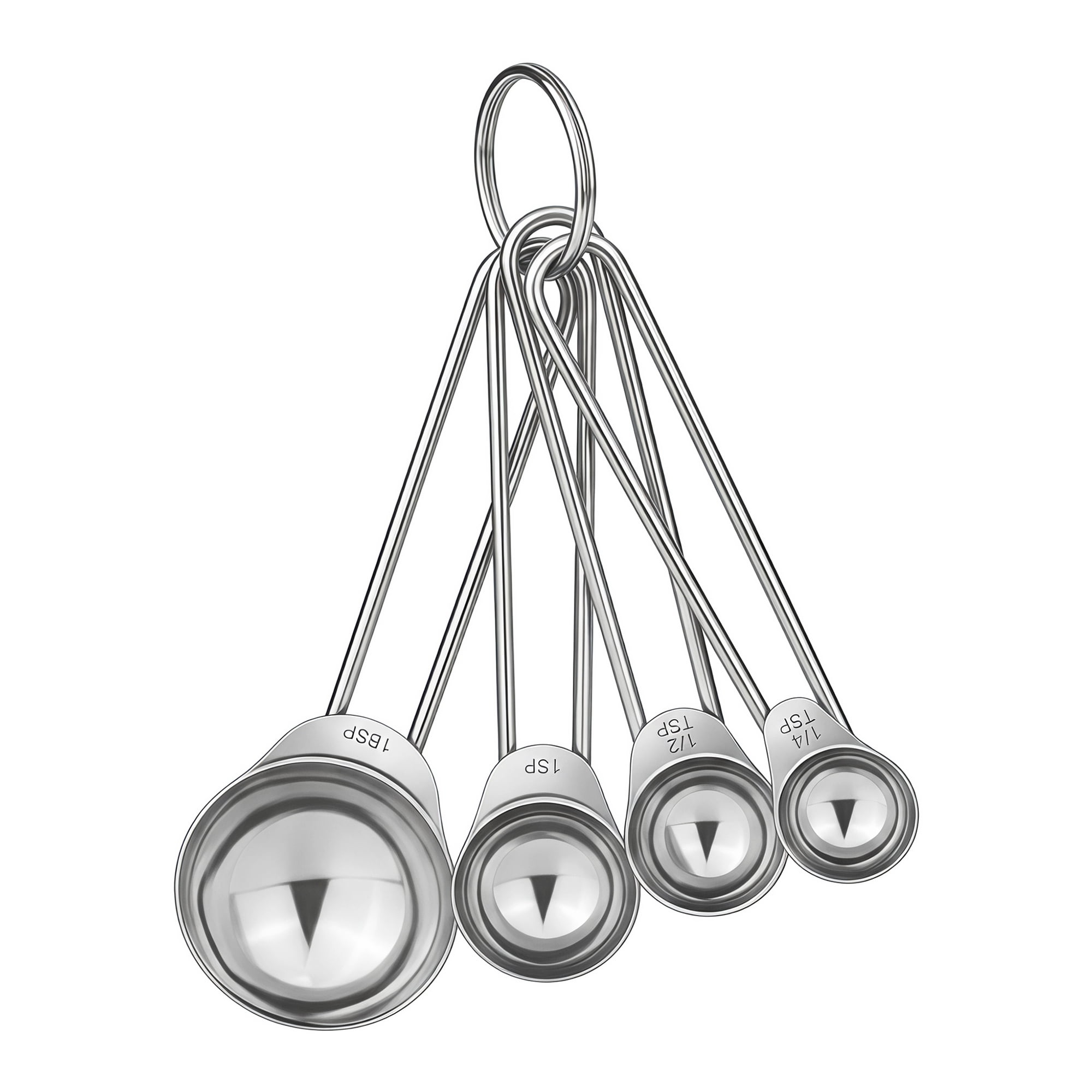 Unique Bargains Stainless Steel Measuring Spoons Set for Precise Cooking Silver-B 4Pcs
