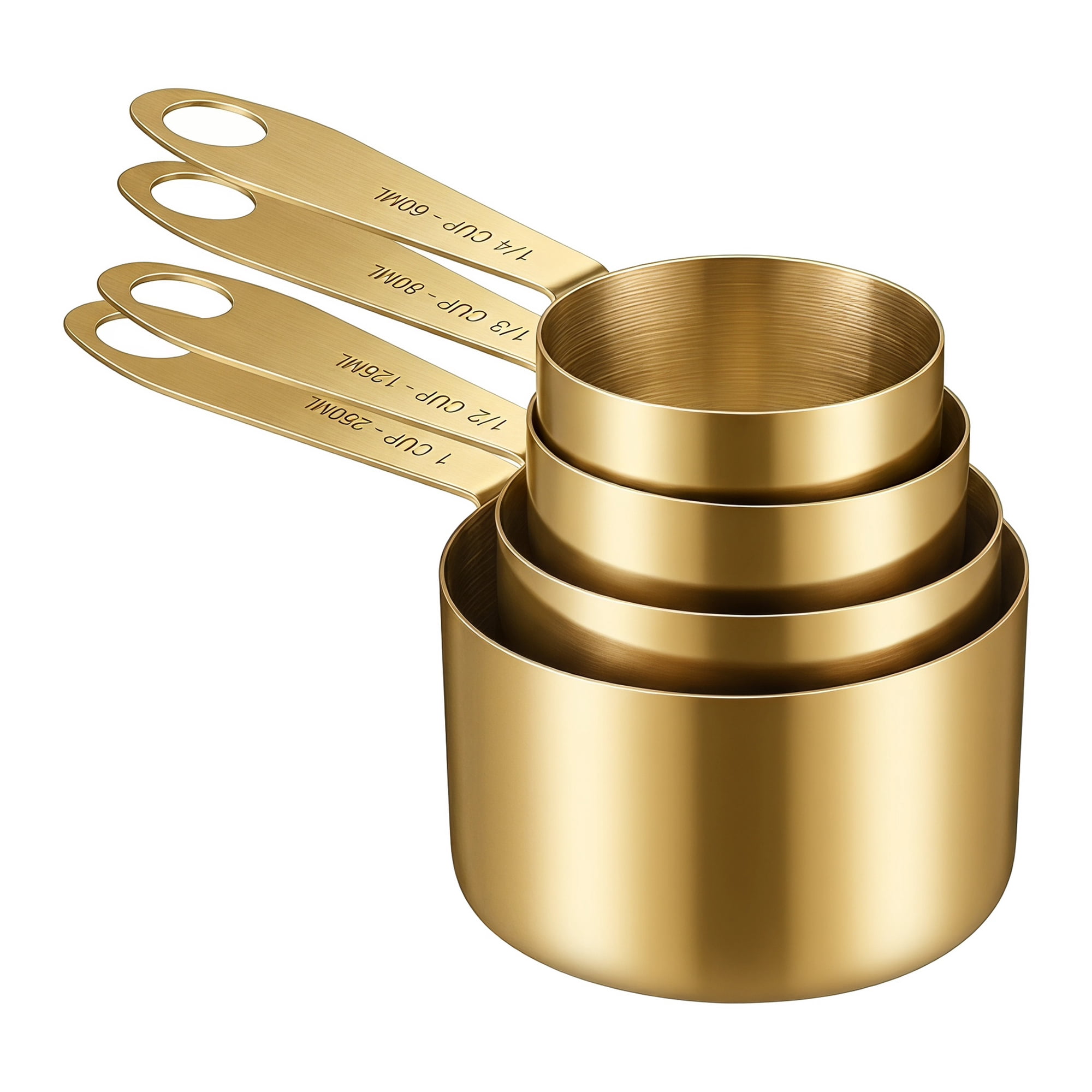 Unique Bargains Stainless Steel Measuring Spoons Set with Engraved Markings Gold 4Pcs