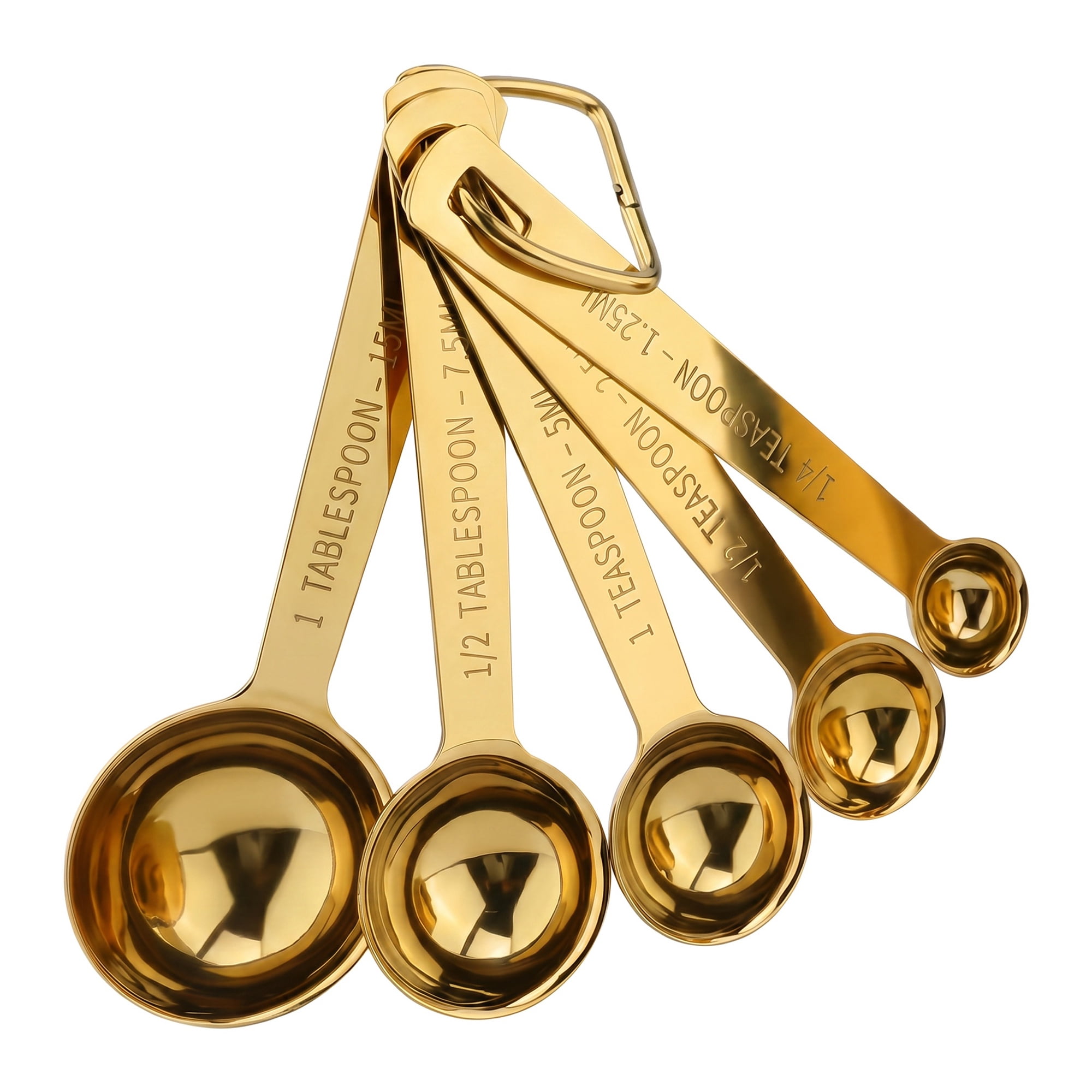 Unique Bargains Stainless Steel Measuring Spoons Set with Engraved Markings Gold 5Pcs