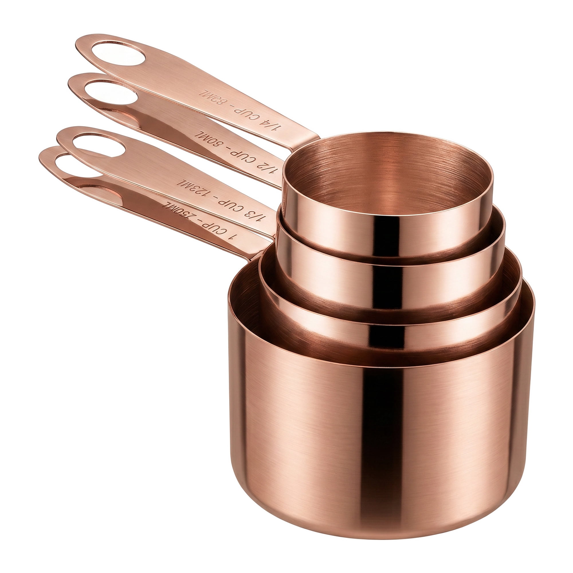 Unique Bargains Stainless Steel Measuring Spoons Set with Engraved Markings Rose Gold 4Pcs