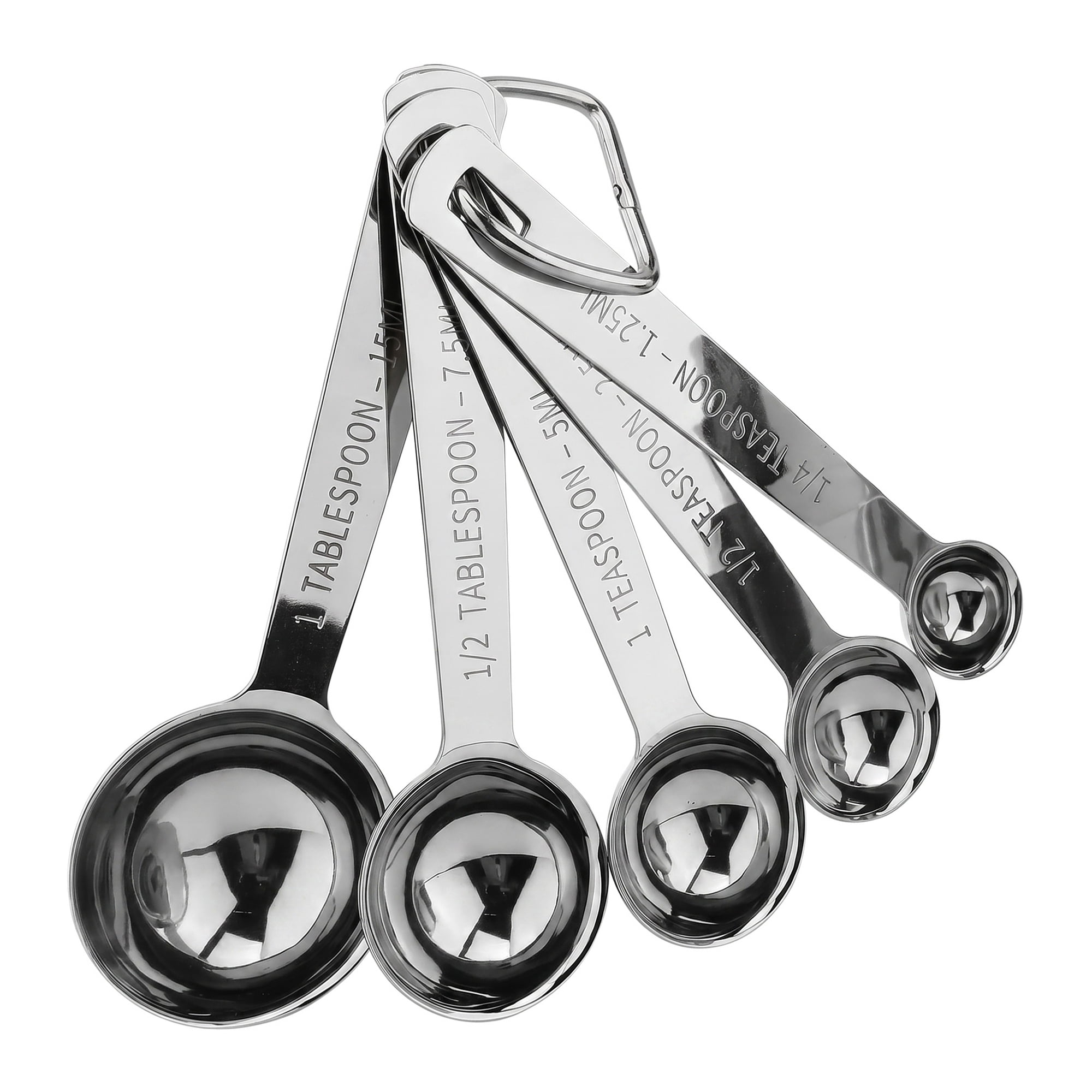 Unique Bargains Stainless Steel Measuring Spoons Set with Engraved Markings Silver 5Pcs