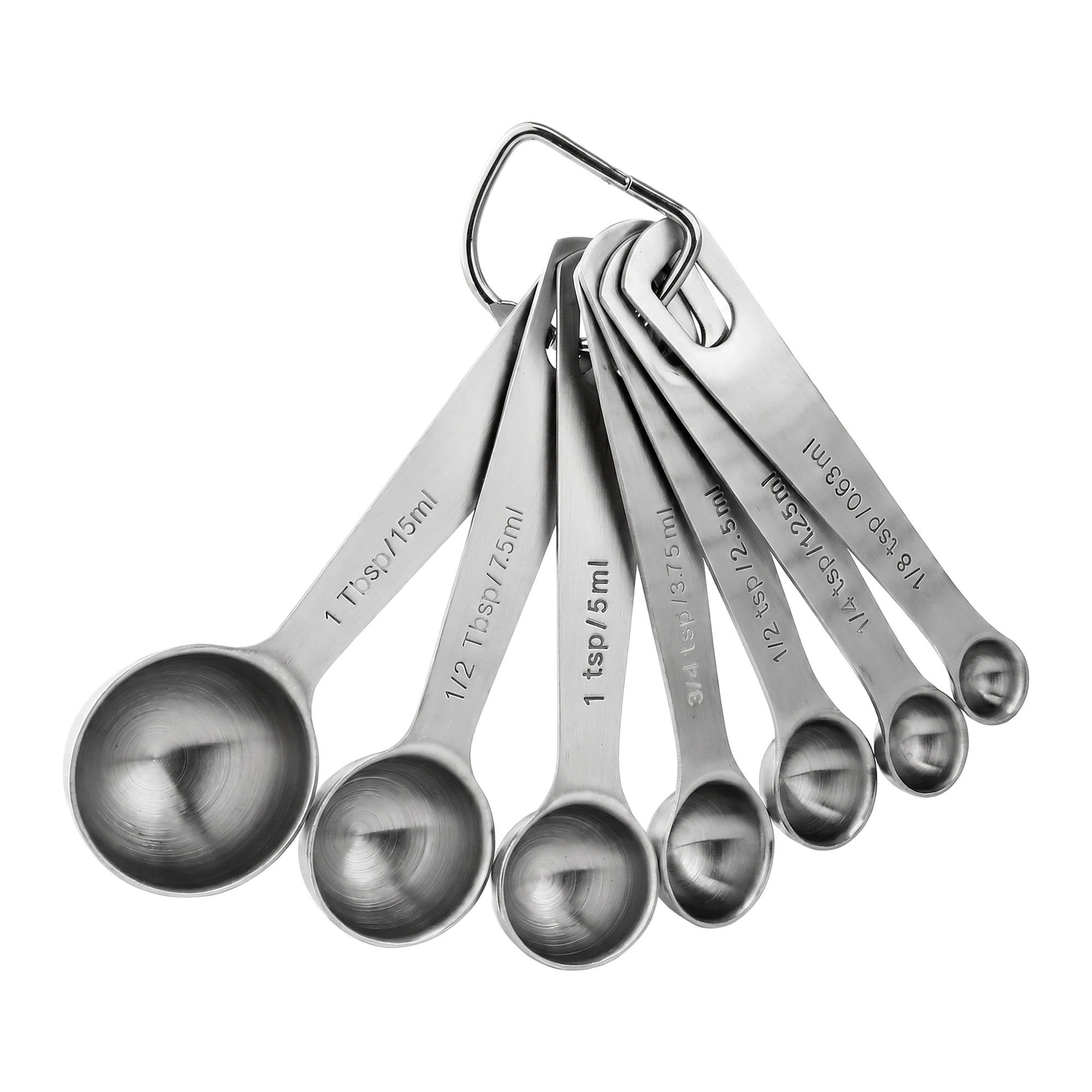 Unique Bargains Stainless Steel Measuring Stackable Cups Spoons Set Silver Spoon 7Pcs