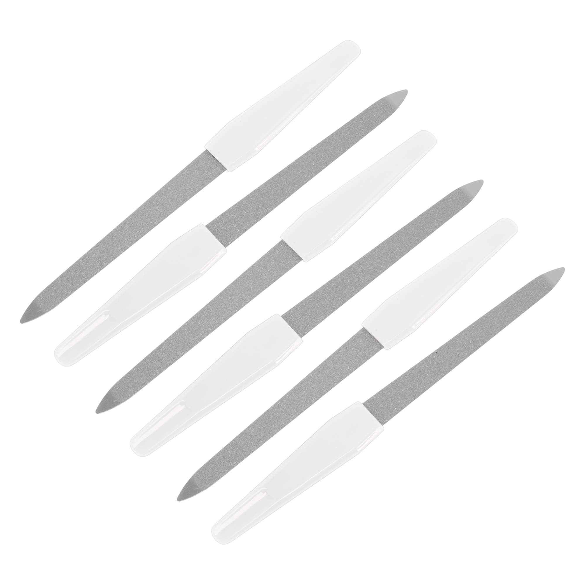Unique Bargains Stainless Steel Multifunctional Nail File Manicure Tool 6 Pcs White