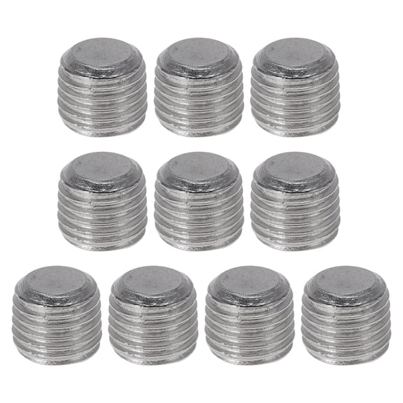 Unique Bargains Stainless Steel Pipe Fittings 1/16"PT Hexagon Socket Plug With External Thread 0.26" Length 10 Pcs