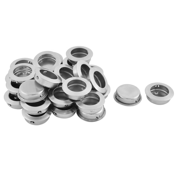 Unique Bargains Stainless Steel Round Concealed Handle-1" Hole Diameter-30 Pack