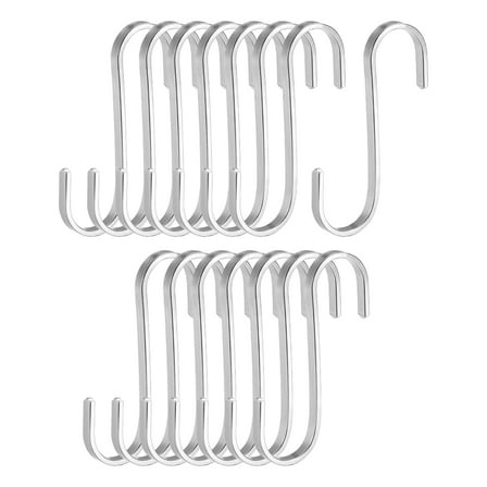 Unique Bargains Stainless Steel S Hooks 3" Flat S Shaped Hook Hangers for Multiple Uses 15pcs