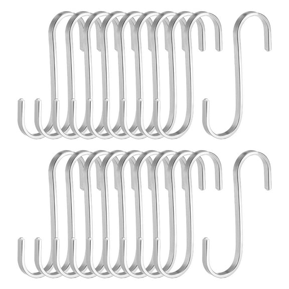 Unique Bargains Stainless Steel S Hooks 3" Flat S Shaped Hook Hangers for Multiple Uses 20Pcs