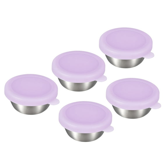 Unique Bargains Stainless Steel Salad Dressing Containers Set with Lids Leakproof Purple