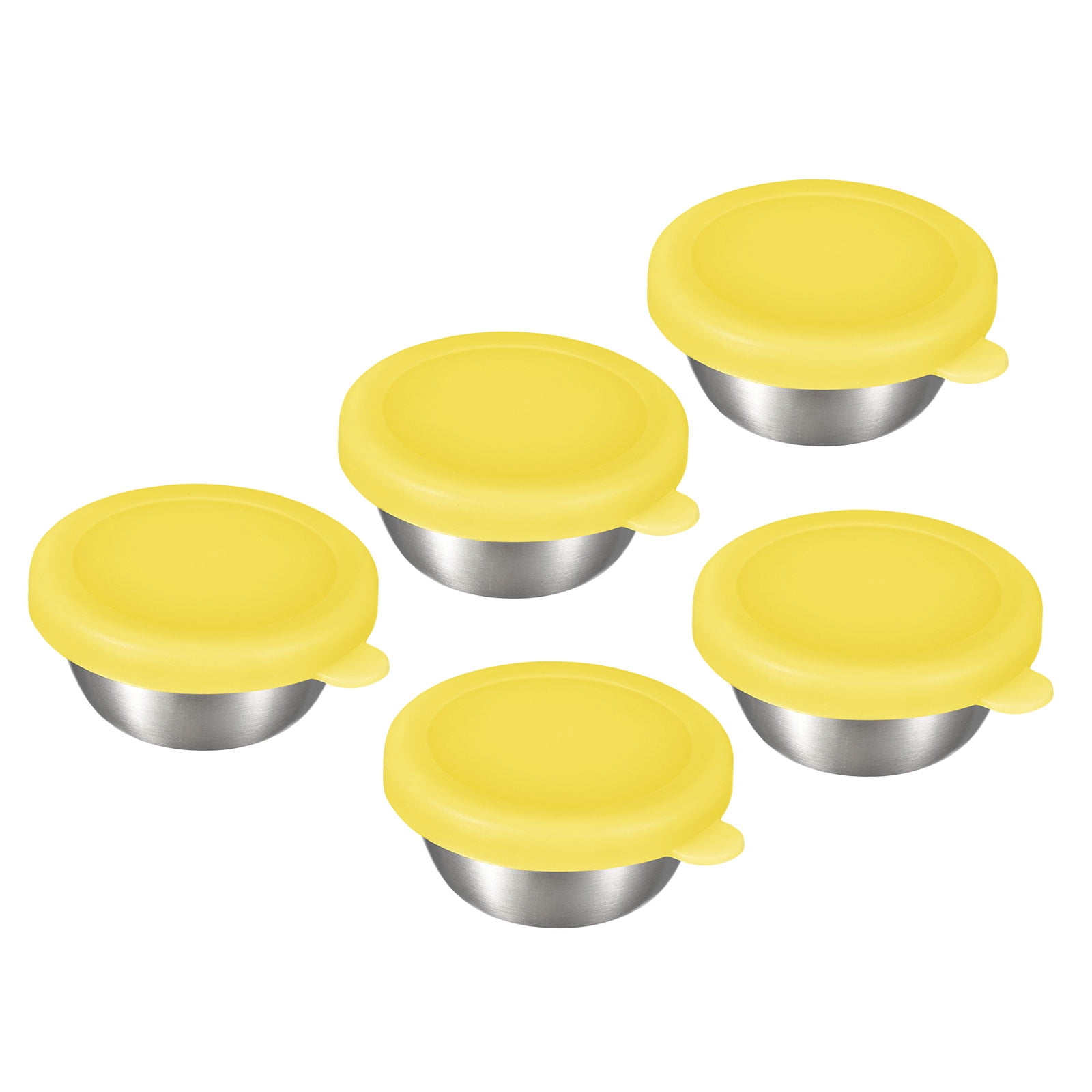 Unique Bargains Stainless Steel Salad Dressing Containers Set with Lids Leakproof Yellow