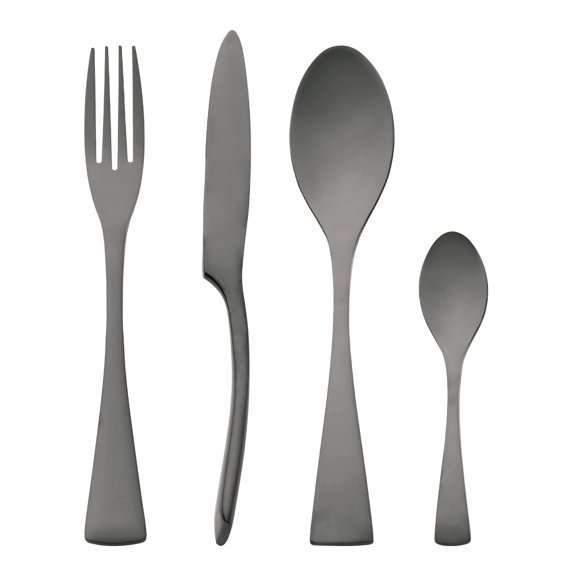 Unique Bargains Stainless Steel Silverware Set Black 4 Pcs