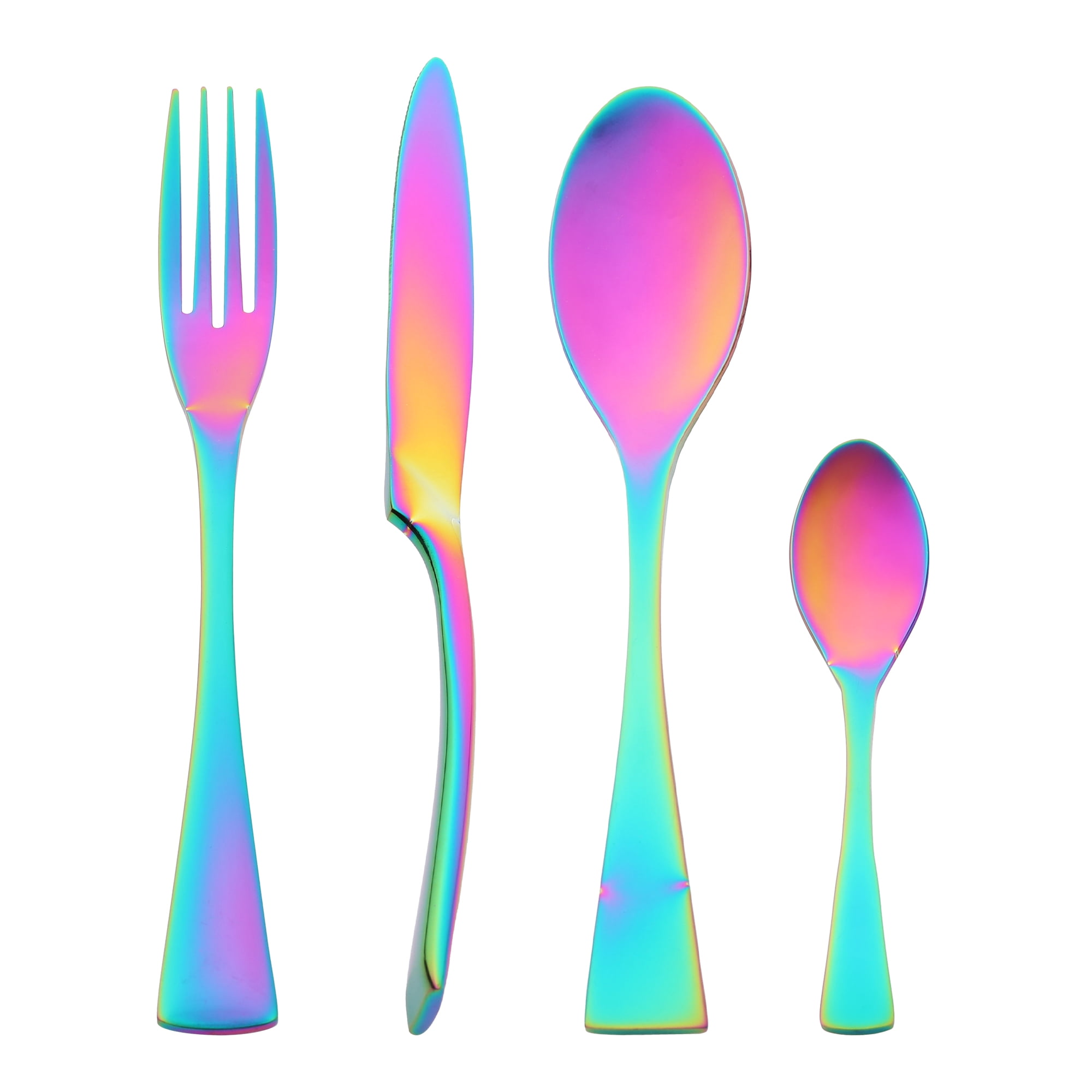 Unique Bargains Stainless Steel Silverware Set Colorful 4 Pcs