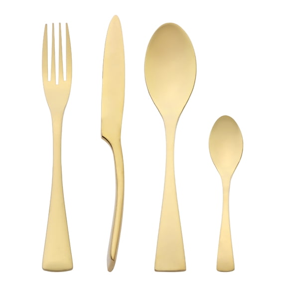Unique Bargains Stainless Steel Silverware Set Gold 4 Pcs