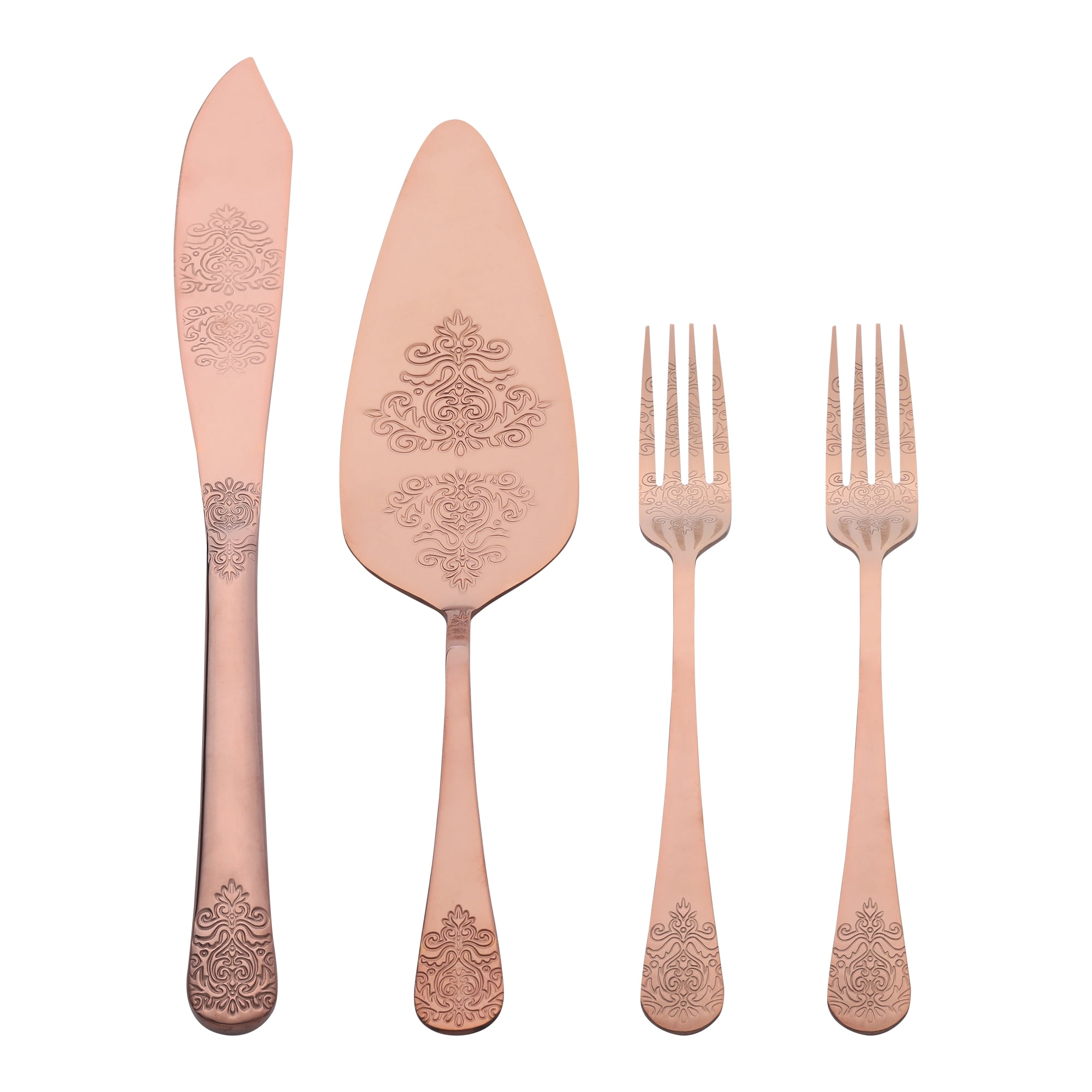 Unique Bargains Stainless Steel Silverware Set with Pie Spatula 4 Piece Rose Gold