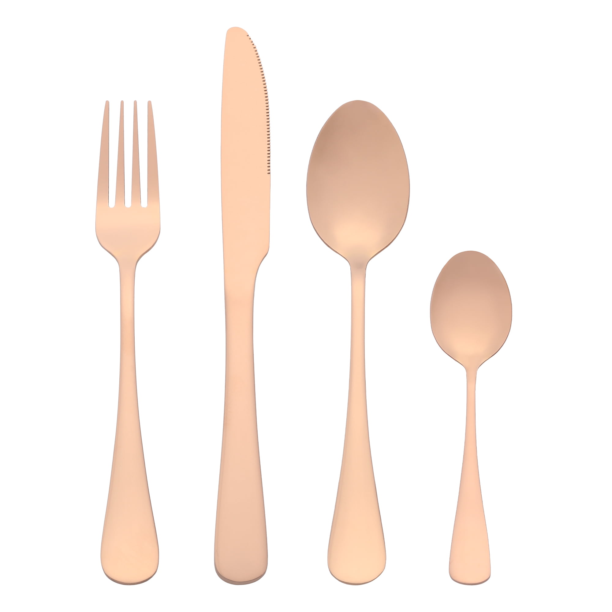 Unique Bargains Stainless Steel Silverware Set with Spoons and Forks Rose Gold 4 Pcs