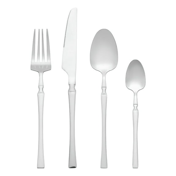 Unique Bargains Stainless Steel Silverware Set with Spoons and Forks Silver 4 Pcs