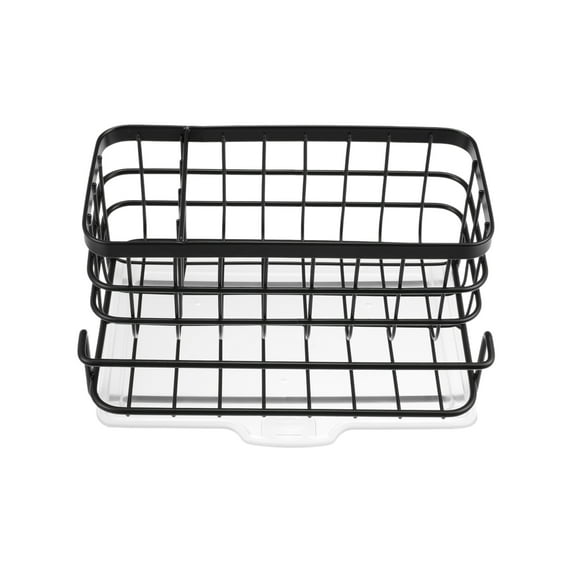 Unique Bargains Stainless Steel Sink Caddy Organizer Sink Caddy Sponge Holder for Kitchen Black 8.07"x5.90"x3.98"