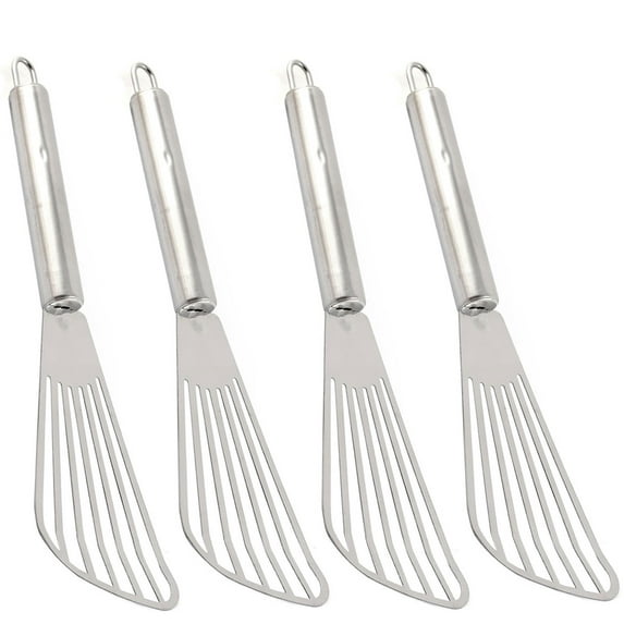Unique Bargains Stainless Steel Slotted Spatula Barbecue Cooking Shovel, 4Pcs