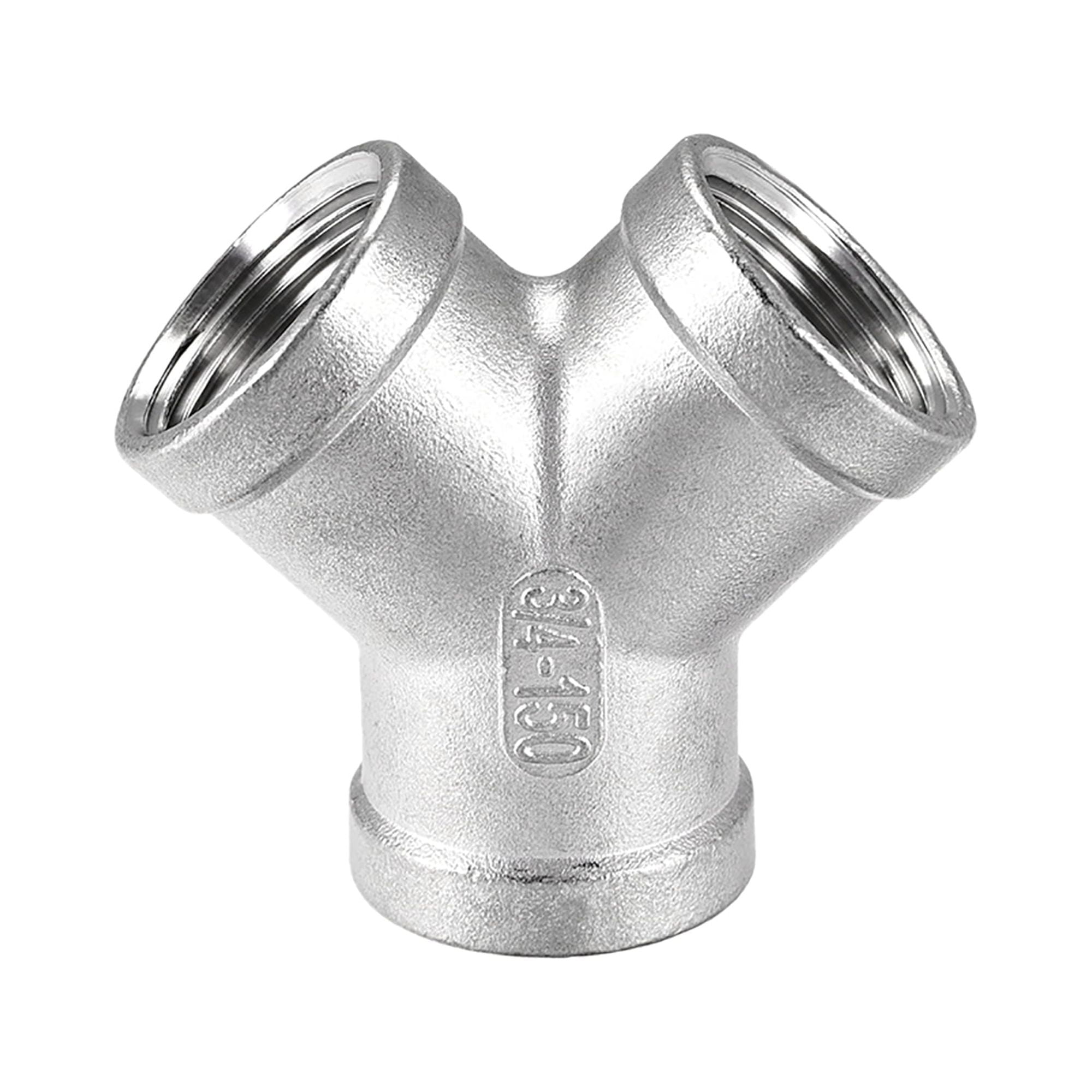 Unique Bargains Stainless Steel Tee Pipe Fitting Y Shaped 3 Way 3/4 BSPT  Female Class Connector Coupler Silver