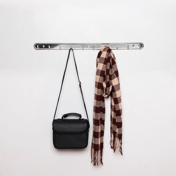 Unique Bargains Stainless Steel Towel Hat Coat 10 Hooks Wall Mount Rack Hanger