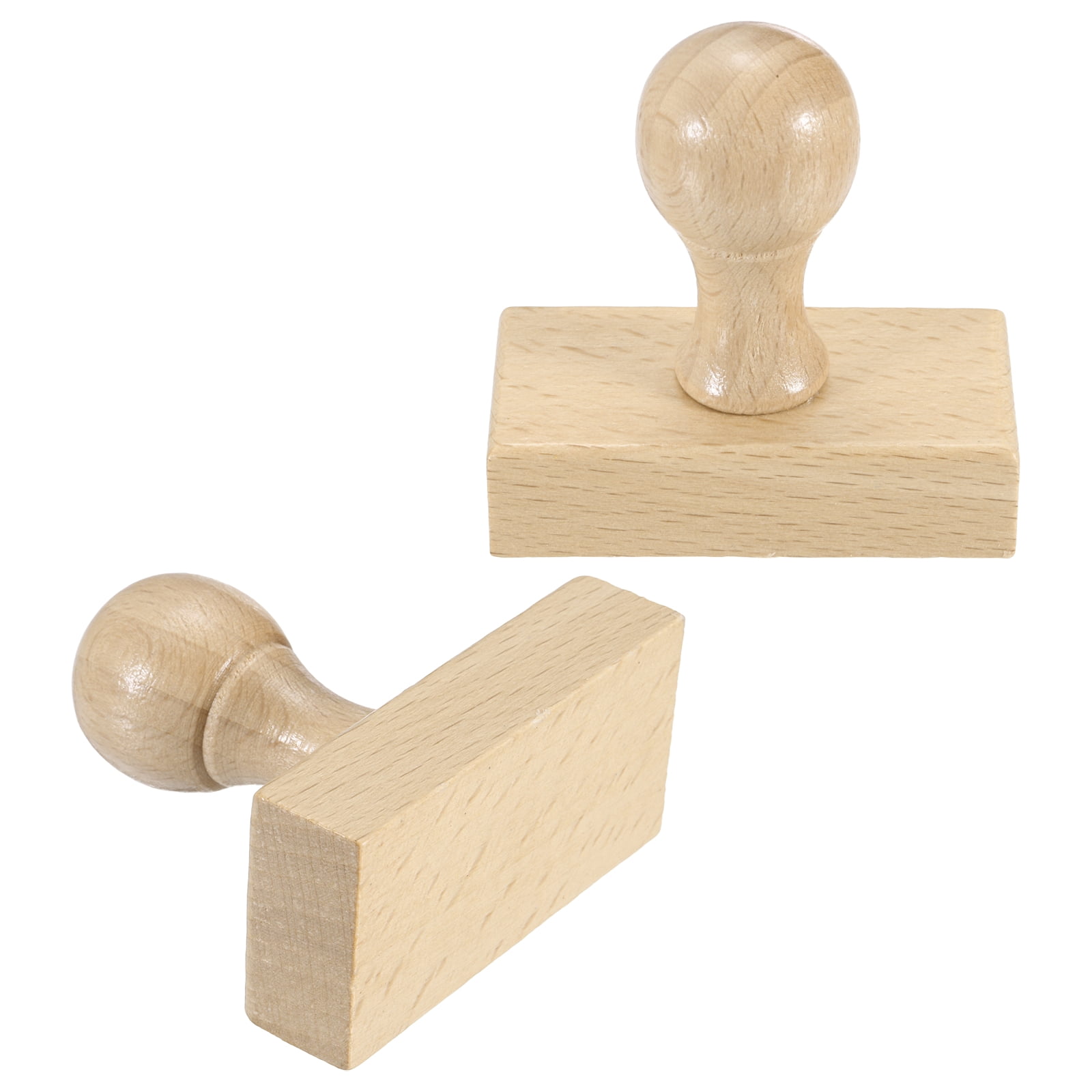 Unique Bargains Stamp Round Handle Blank Seal Beech for DIY Scrapbooking 2.36"x1.18" 2Pcs