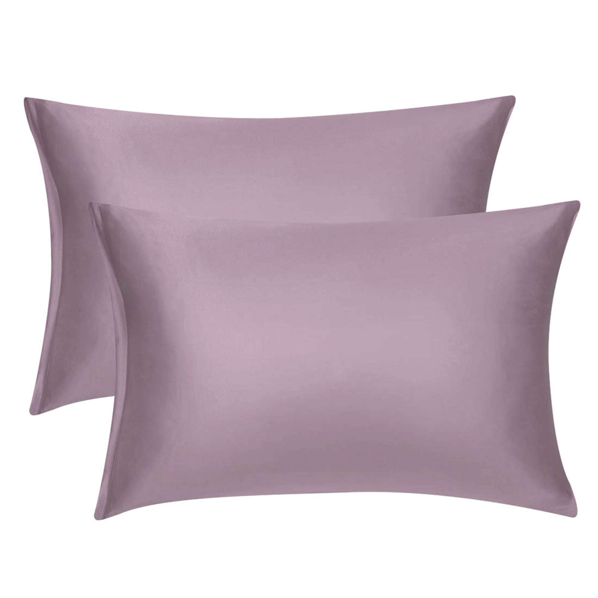 Unique Bargains Pillow Covers Silky Satin Zipper Pillowcases Set of 2 Mauve 21" x 27"