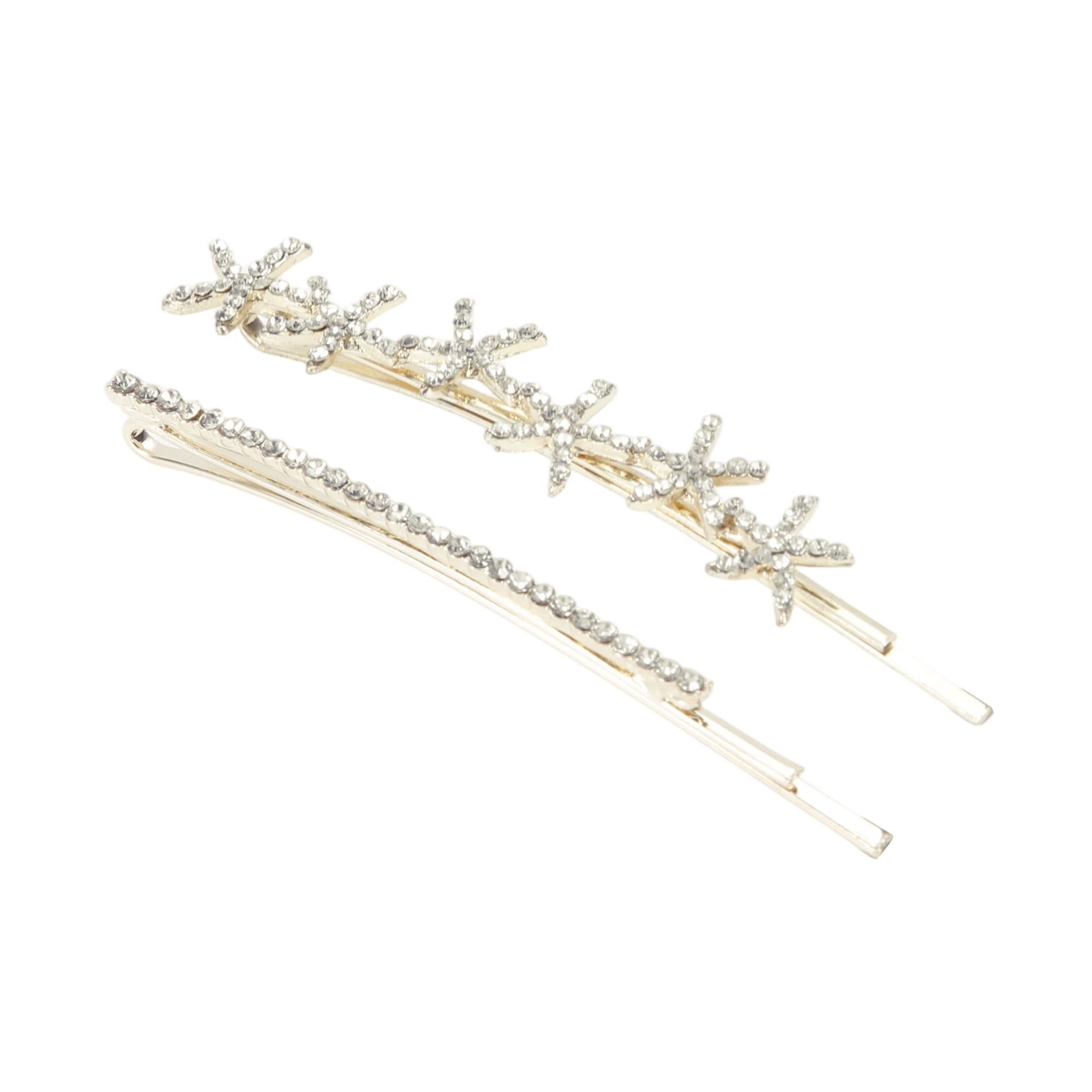 Unique Bargains Star Bobby Pin Set 1 Pair Hair Accessories Silver Tone
