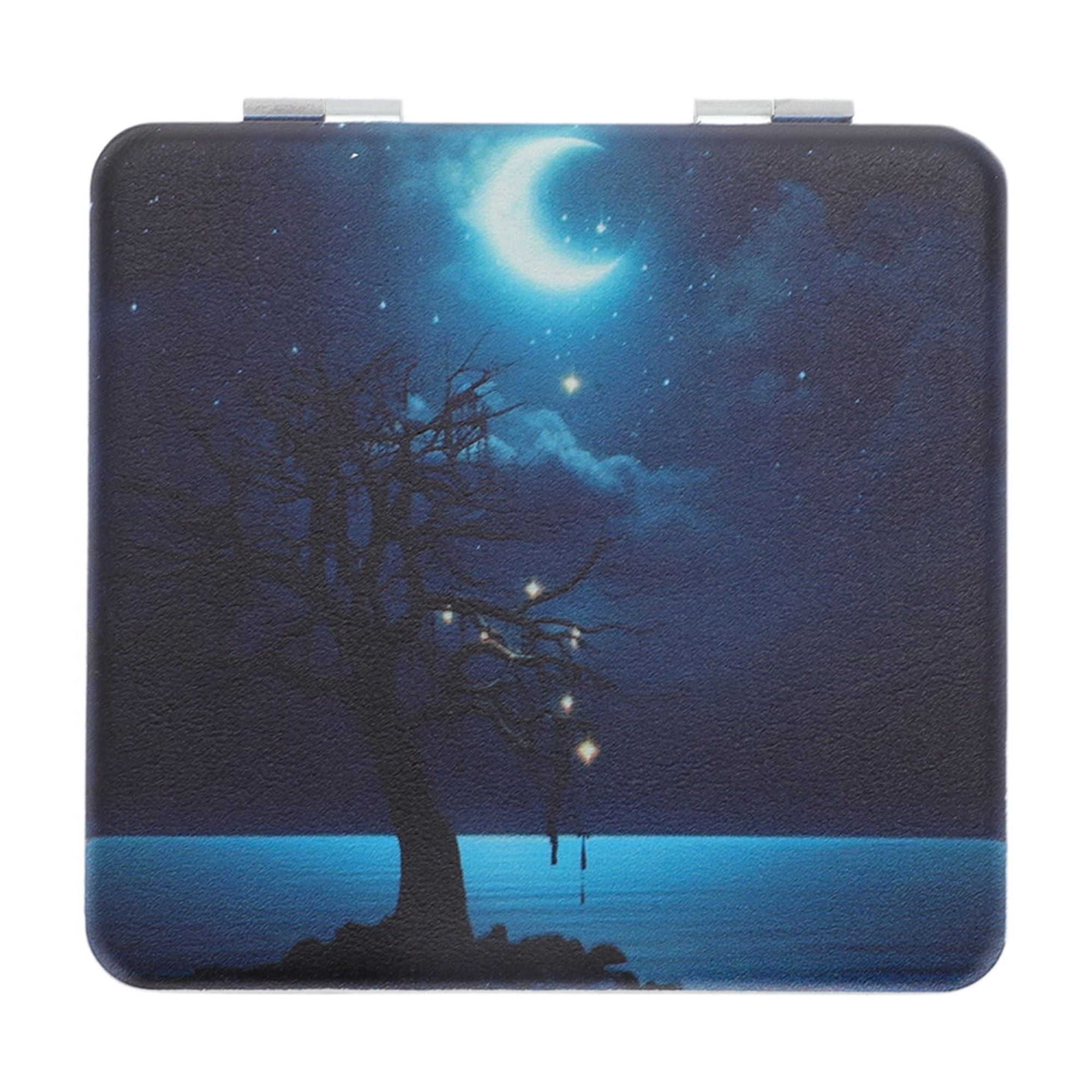 Unique Bargains Star Crescent Makeup Mirror Navy Blue 1 Pc