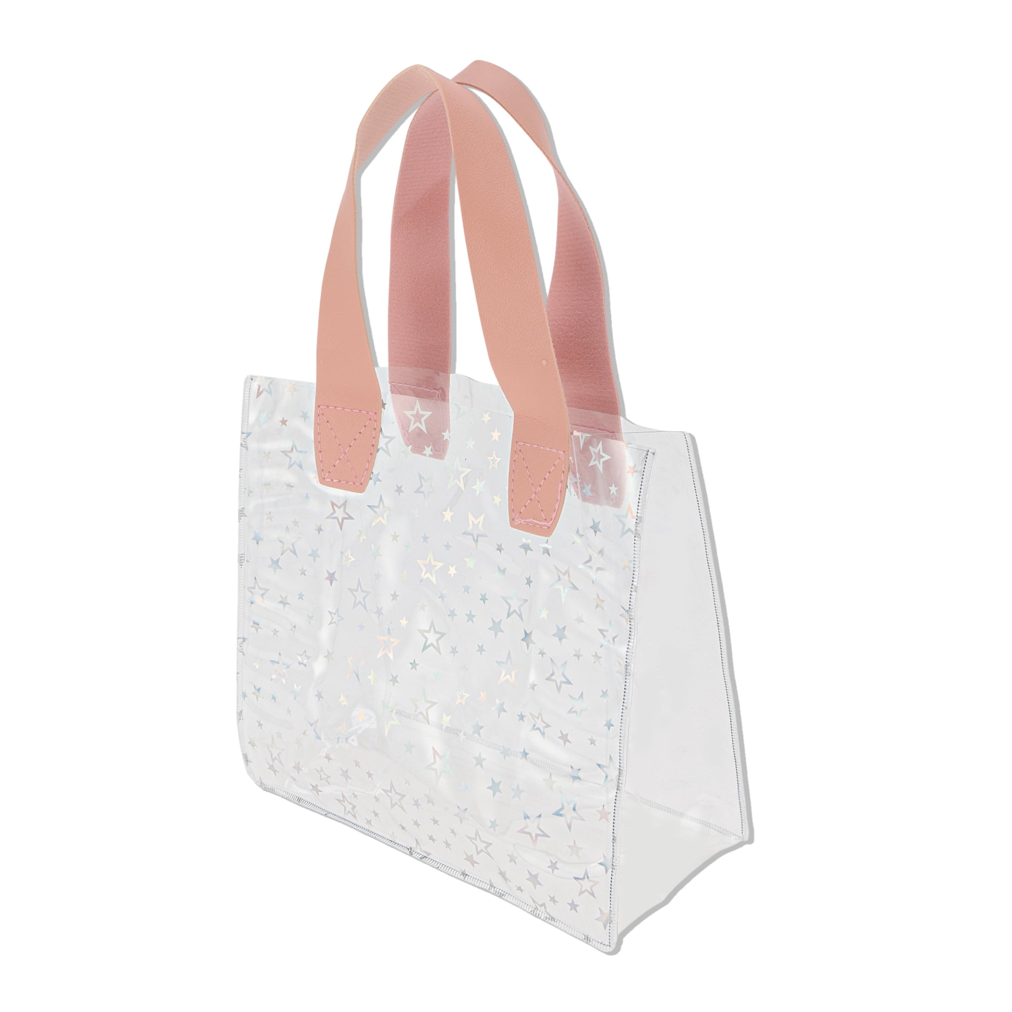 Unique Bargains Star Design Reusable Gift Bag for All Occasions 1 Pc Pink Clear Small