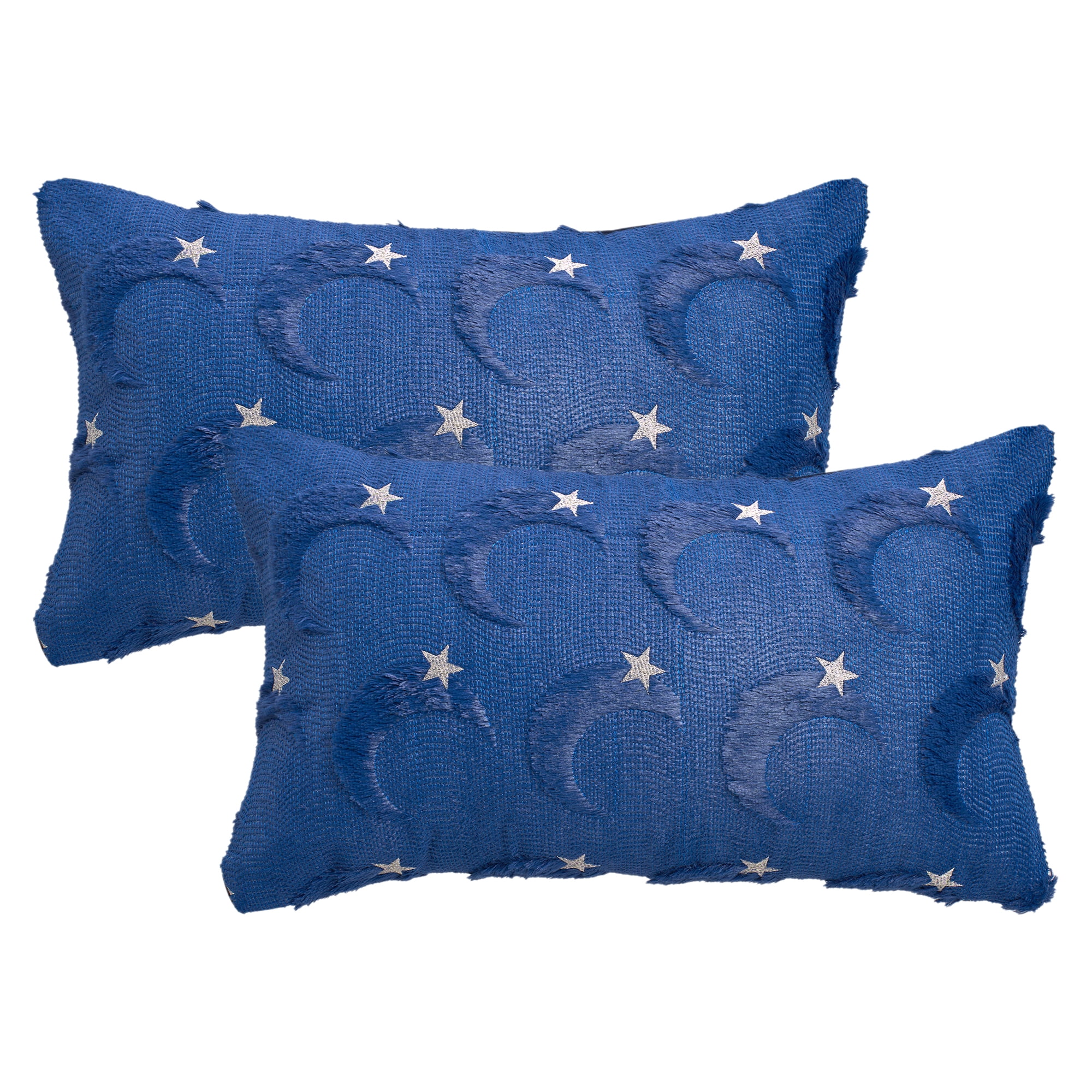 Unique Bargains Star Embroidered Throw Pillow Covers Pack of 2 Blue 20" x 12"
