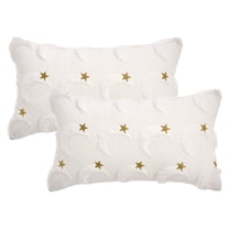 Unique Bargains Star Embroidered Throw Pillow Covers Pack of 2 White 20" x 12"