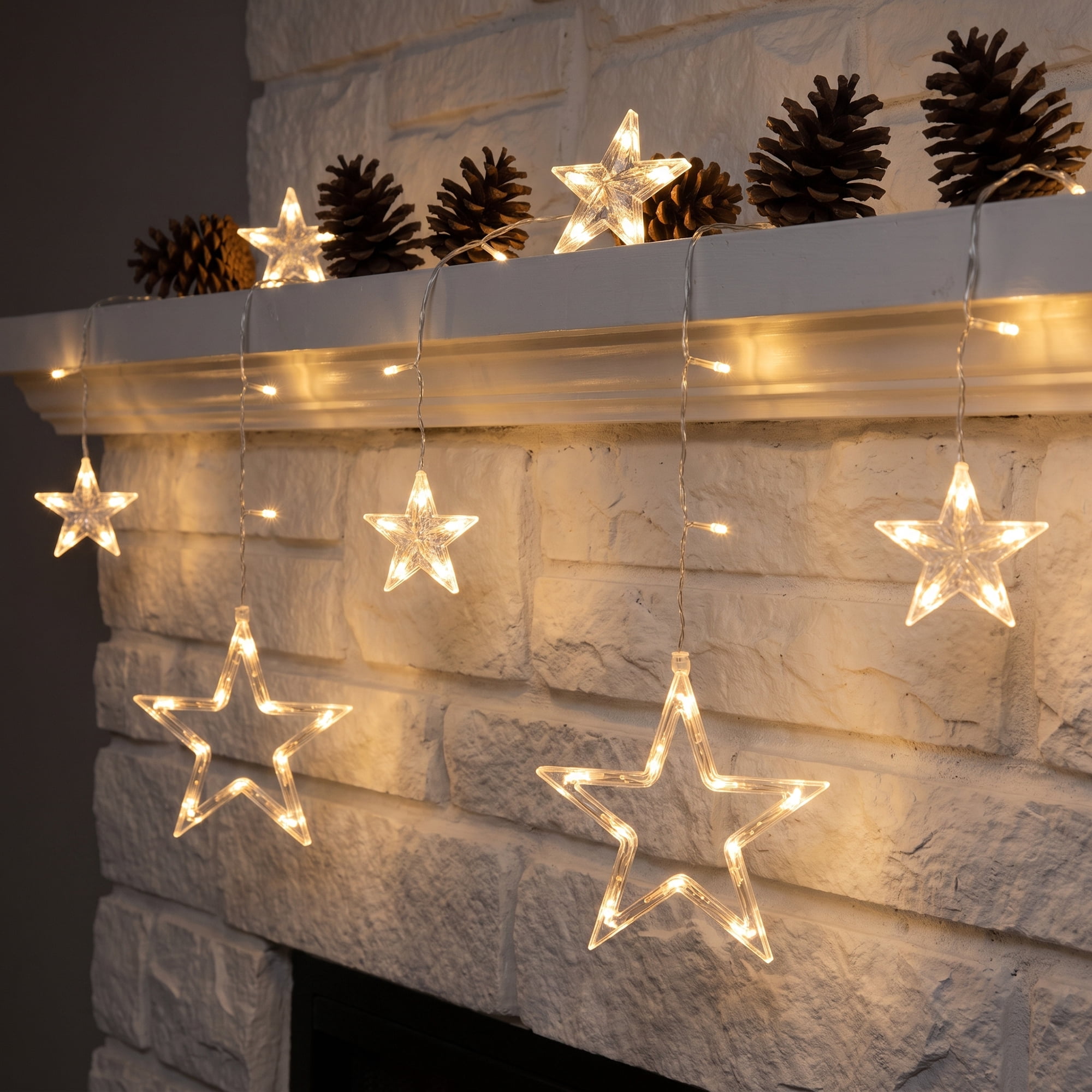 Unique Bargains Star Hanging Starry Night Light 8.2 ft Warm White Battery or USB Powered