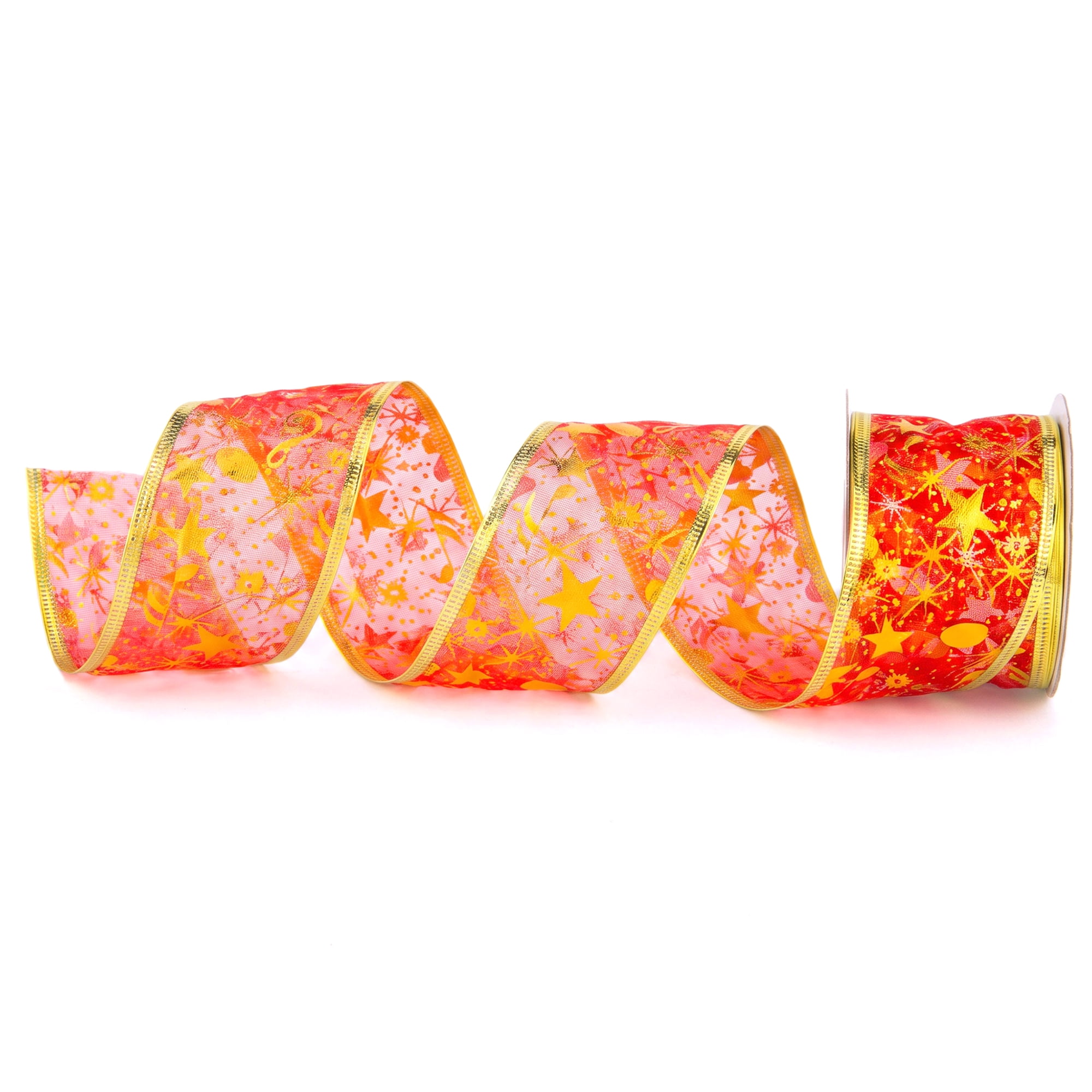 Unique Bargains Star Pattern Fabric Ribbon for Decoration Projects Red 9.8 Yard