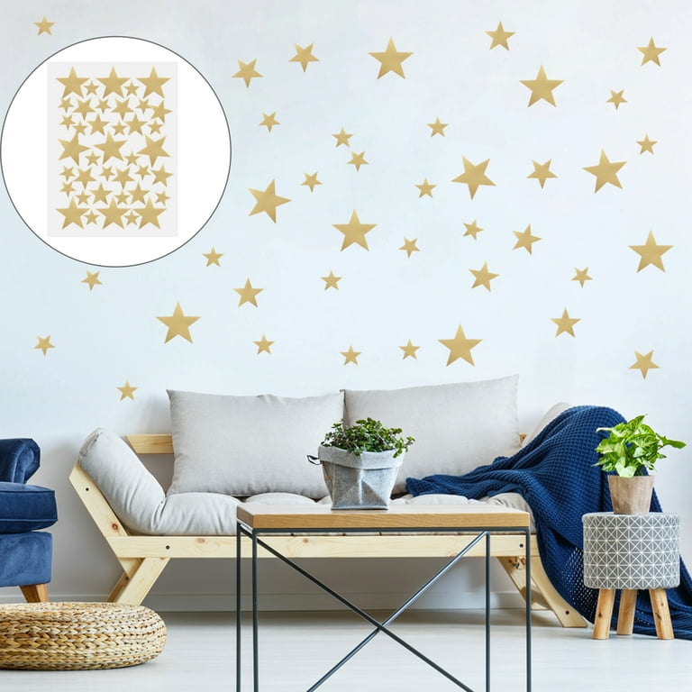 Unique Bargains Star Pattern Removable Peel and Stick Wall Decals Sticker Decor Living Room Bedroom Gold Tone 39pcs