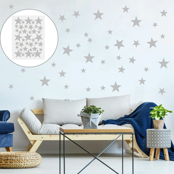 Unique Bargains Star Pattern Removable Peel and Stick Wall Decals Sticker Decor Living Room Bedroom Silver Tone 39pcs