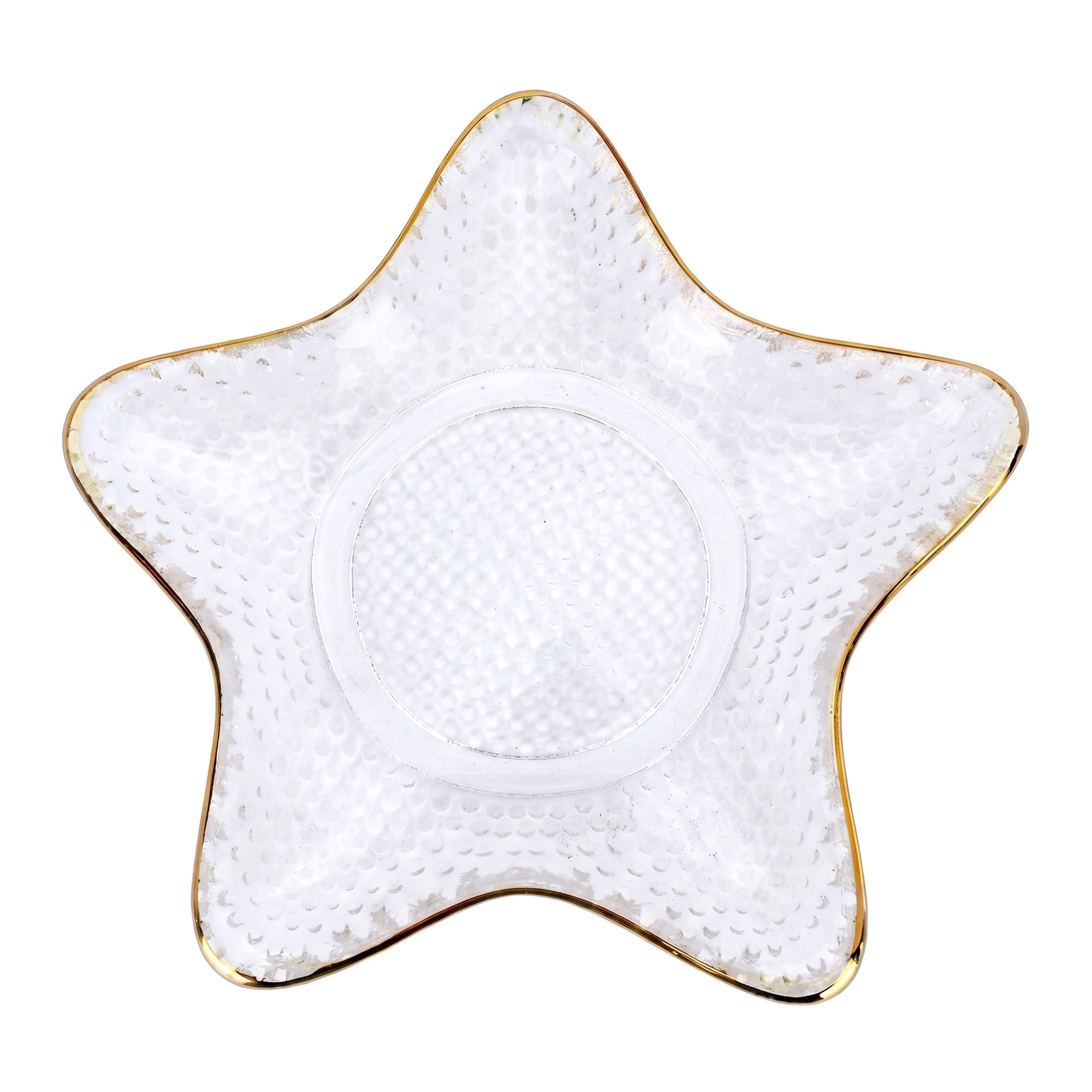 Unique Bargains Star-Shaped Trinket Dish for Small Items Clear Gold 5.1"L x 5.1"W x 0.6"H