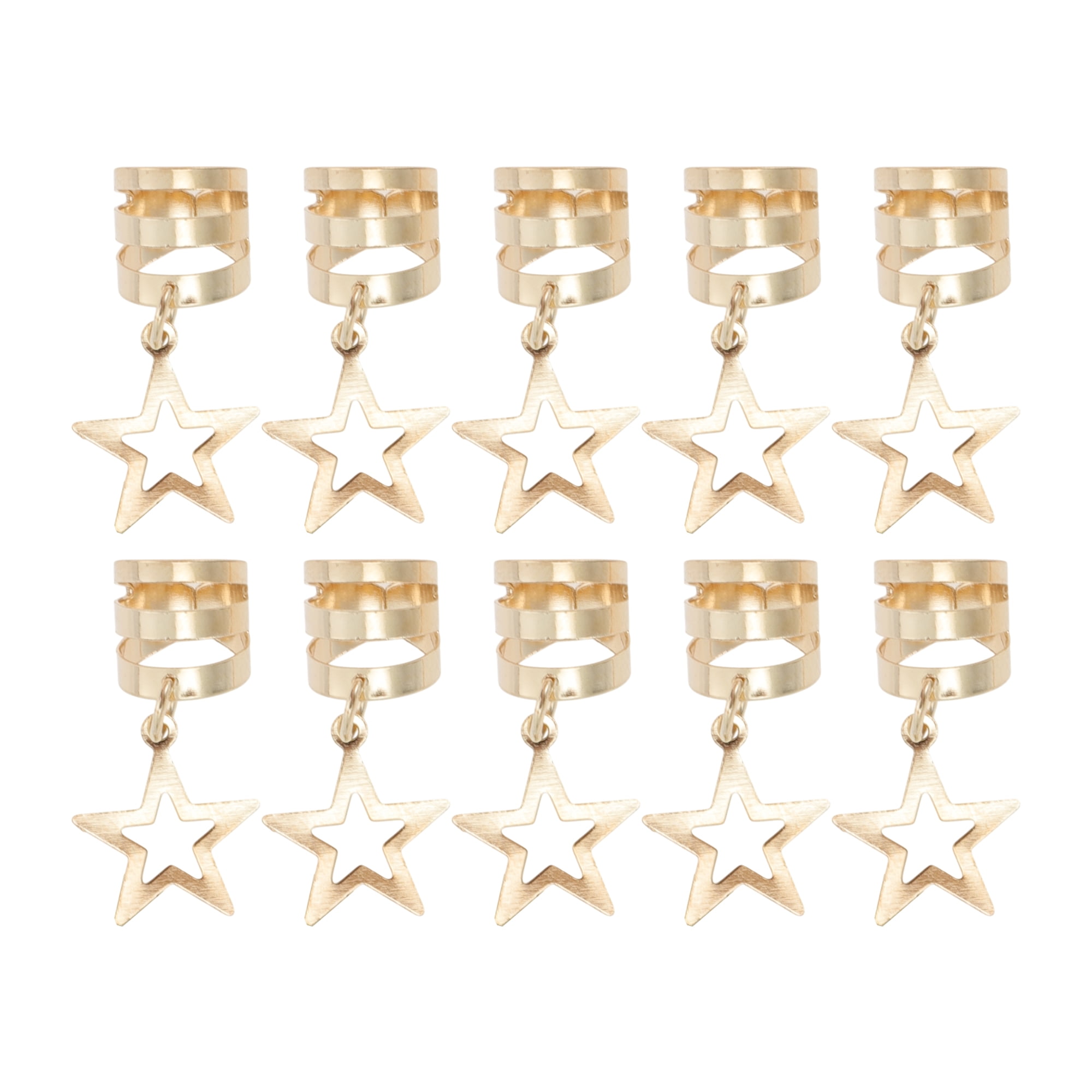 Unique Bargains Star Star Hair Cuffs Dreadlock 10 Pcs Gold Tone