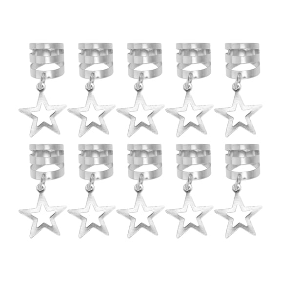Unique Bargains Star Star Hair Cuffs Dreadlock 10 Pcs Silver Tone