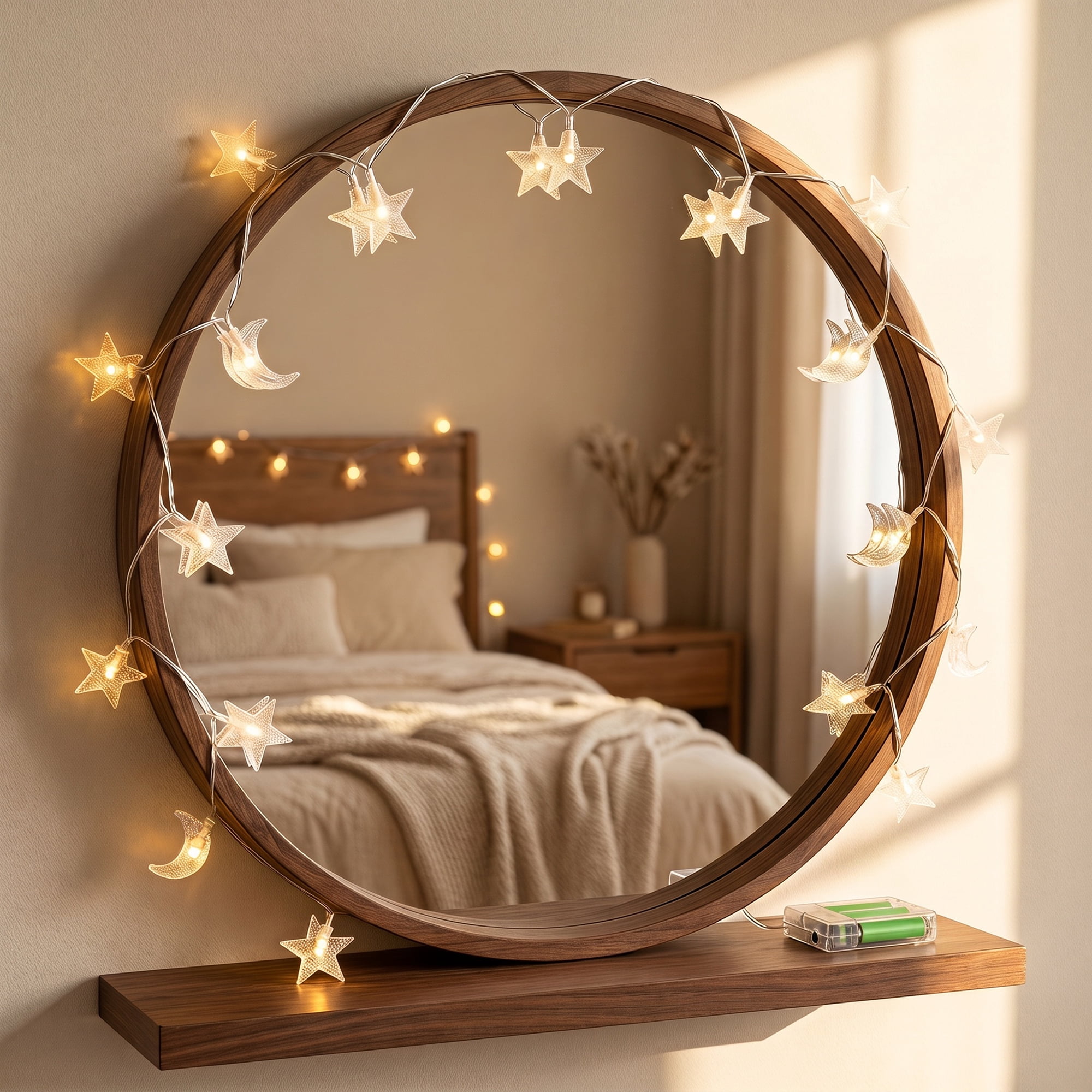 Unique Bargains Star and Moon Fairy Light with Flexible Wire 9.8 ft Battery Operated
