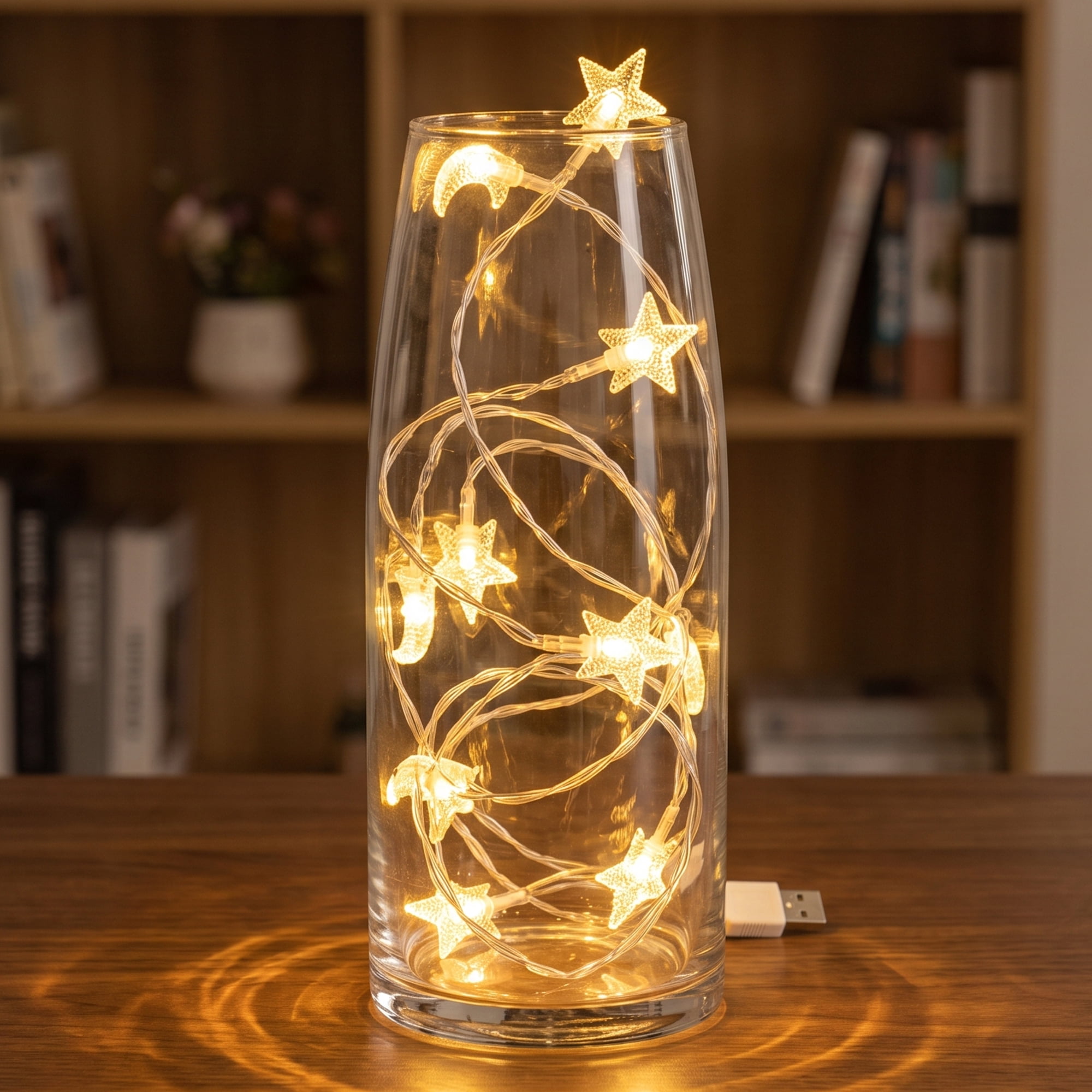 Unique Bargains Star and Moon Fairy Lights with Flexible Wire 6.6 ft USB Powered