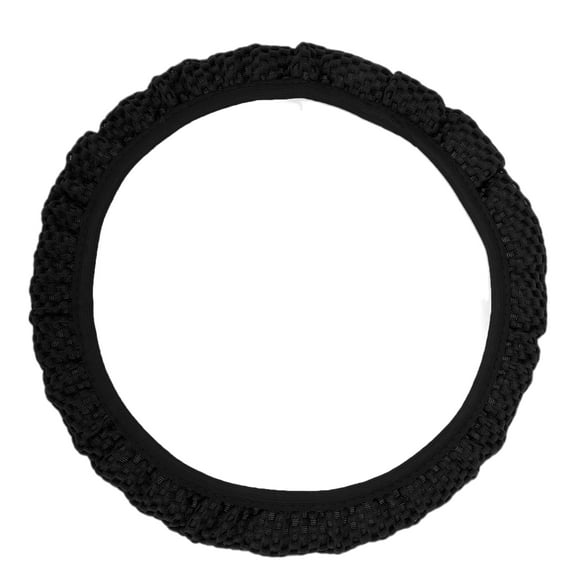 Unique Bargains Steering Wheel Cover 14.6"-15" Car Steering Wheel Cover Viscose Fiber Black 1 Pc