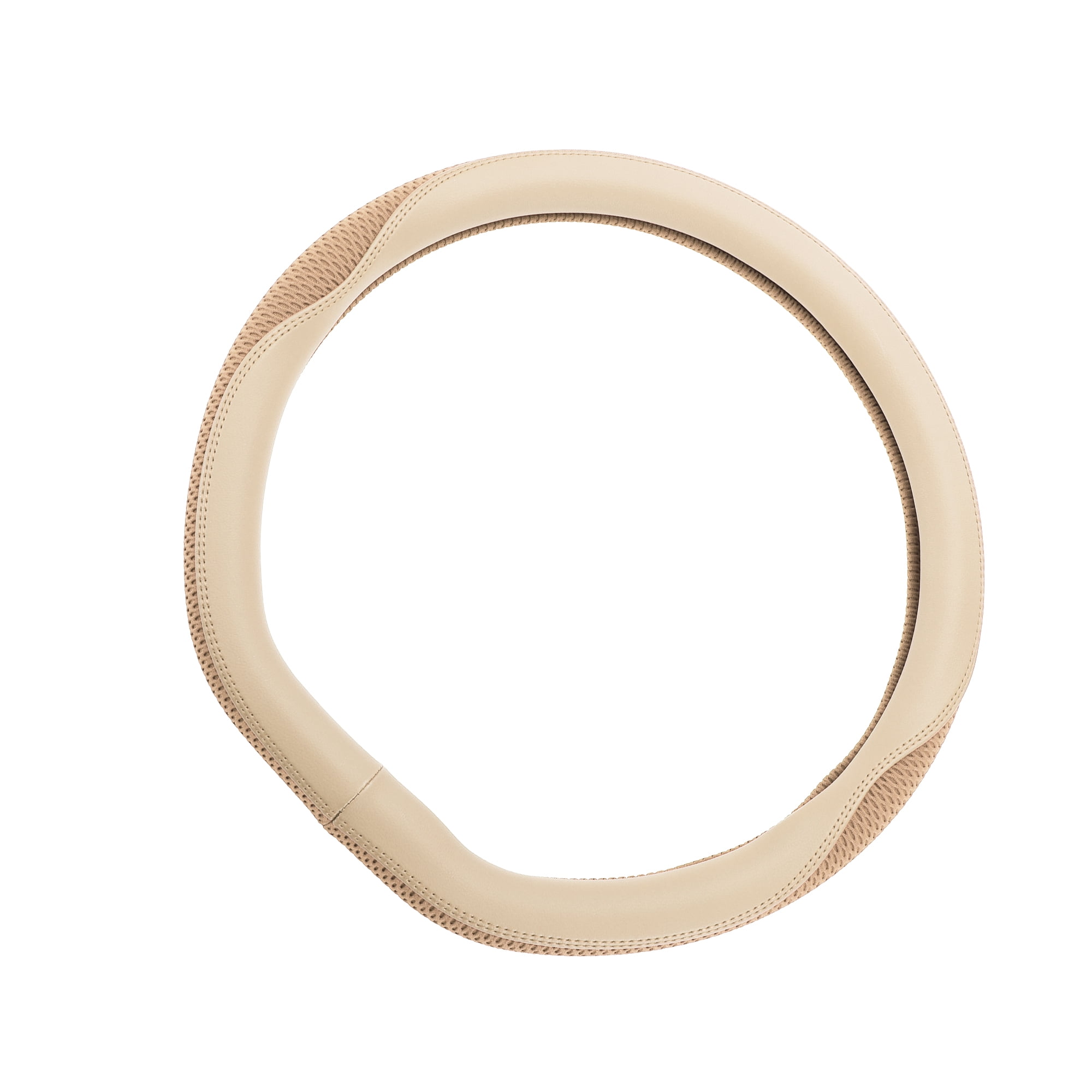 Unique Bargains Steering Wheel Cover Front for Car Vehicle Durable D Shape Ice Silk 1 Pcs Beige
