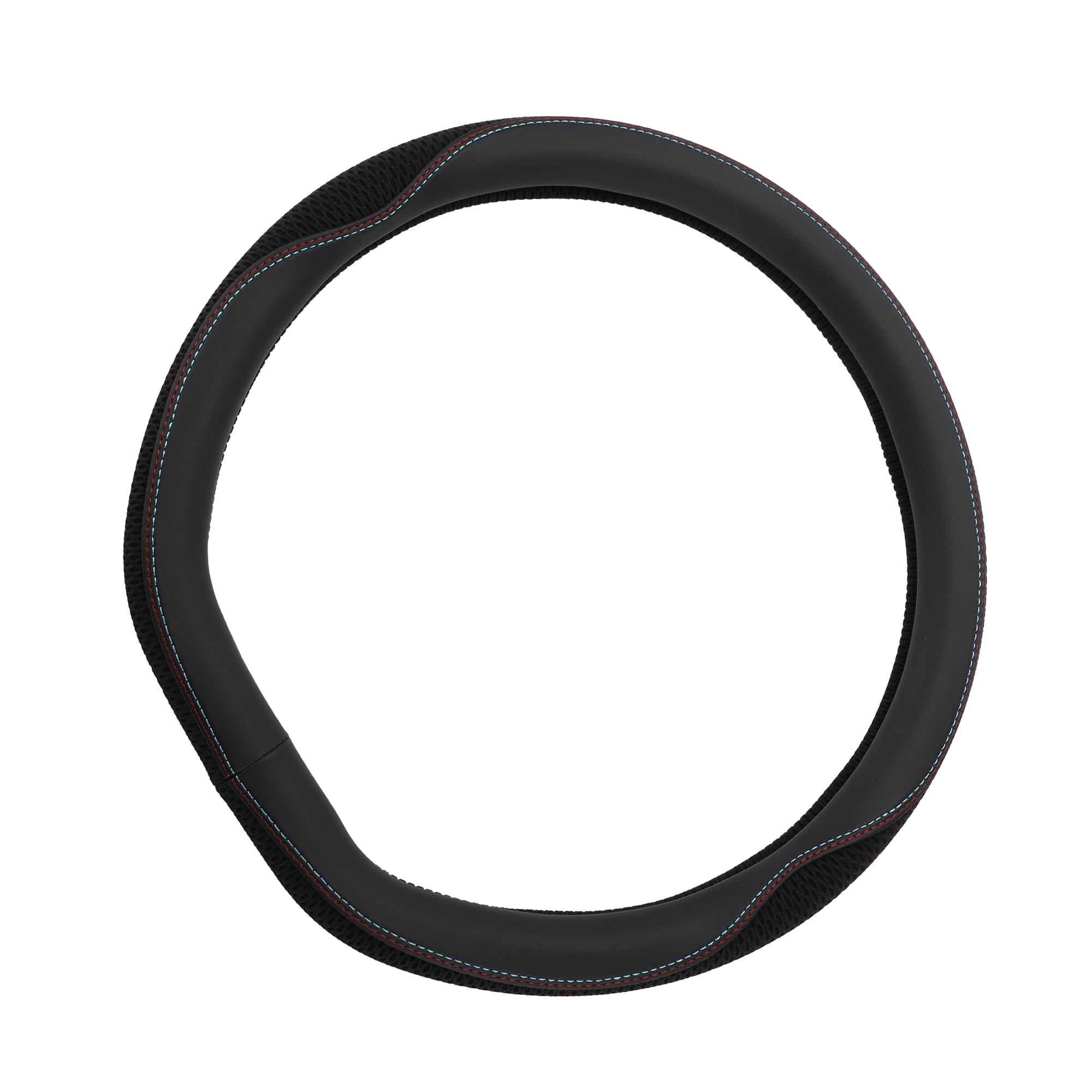 Unique Bargains Steering Wheel Cover Front for Car Vehicle Durable D Shape Ice Silk 1 Pcs Black