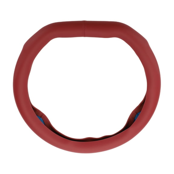 Unique Bargains Steering Wheel Cover Front for Car Vehicle Durable D Shape Leather 1 Pcs Wine Red