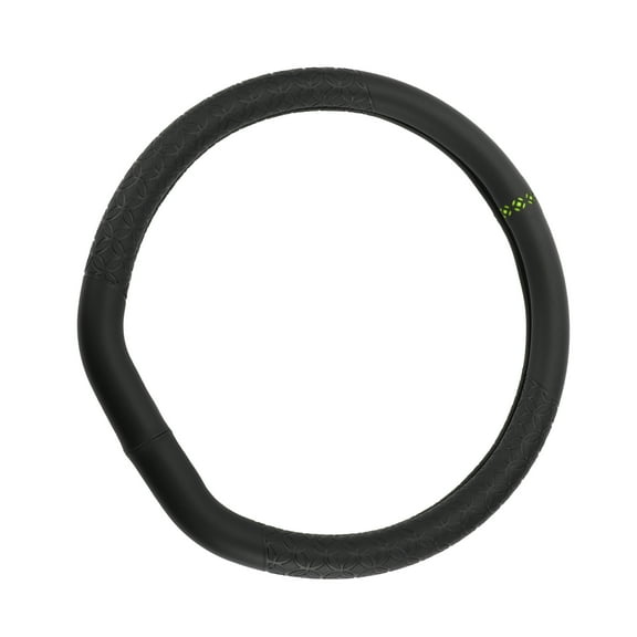 Unique Bargains Steering Wheel Cover Front for Car Vehicle Durable D Shape Nappa Leather 1Pcs Black Green