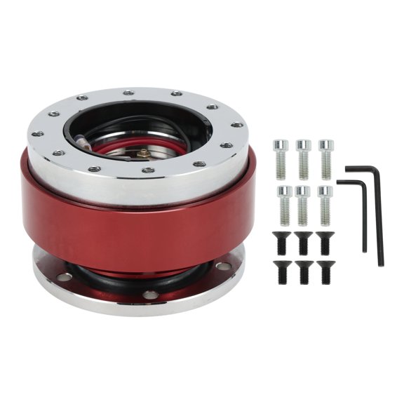 Unique Bargains Steering Wheel Quick Release Hub Adapter Universal 12 Hole Car Aluminum Wheel Hub Adapter Snap Off Kit Silver Tone Red