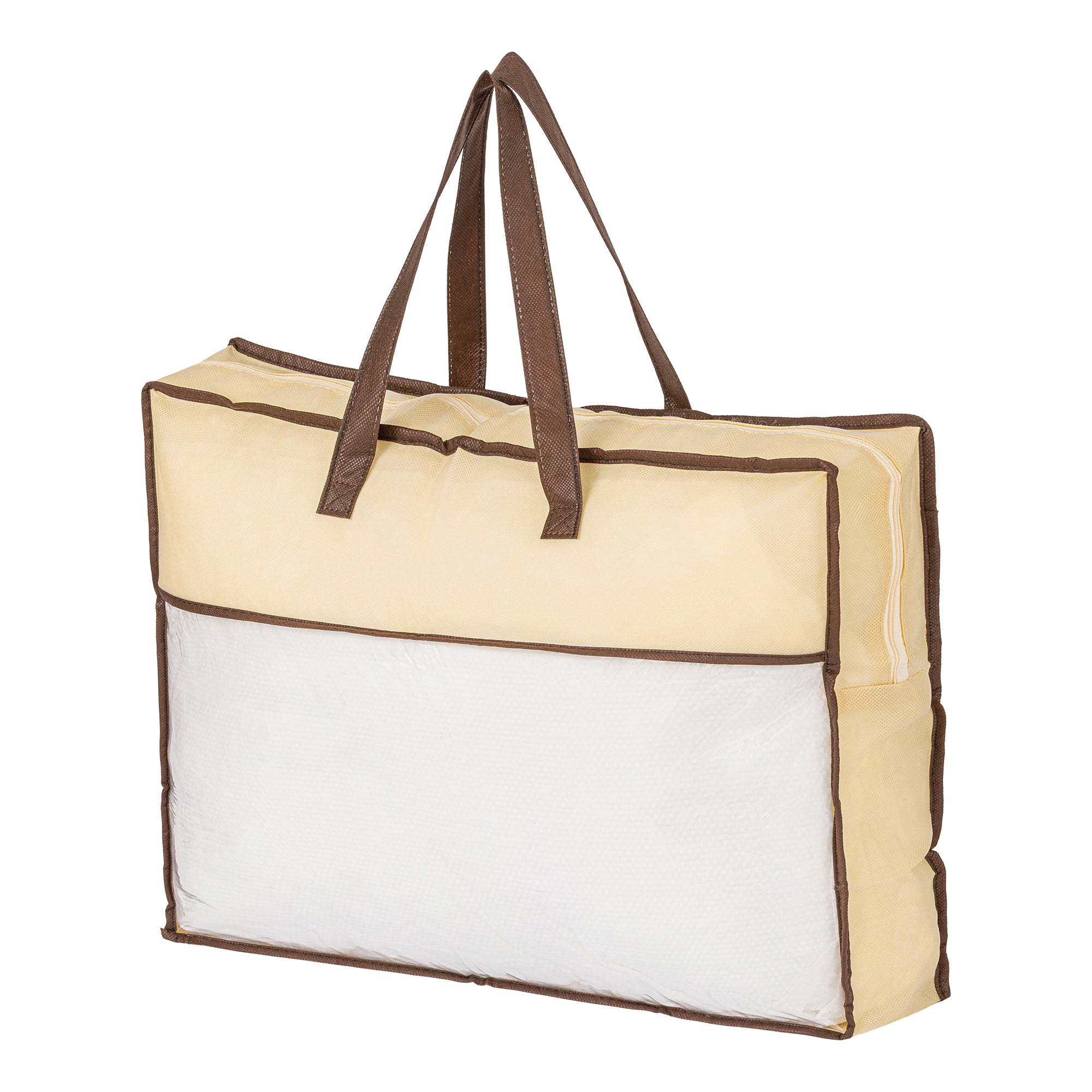 Unique Bargains Storage Bag for Organizing Clothing with Handles Beige 11.8"x15.7"x3.9"