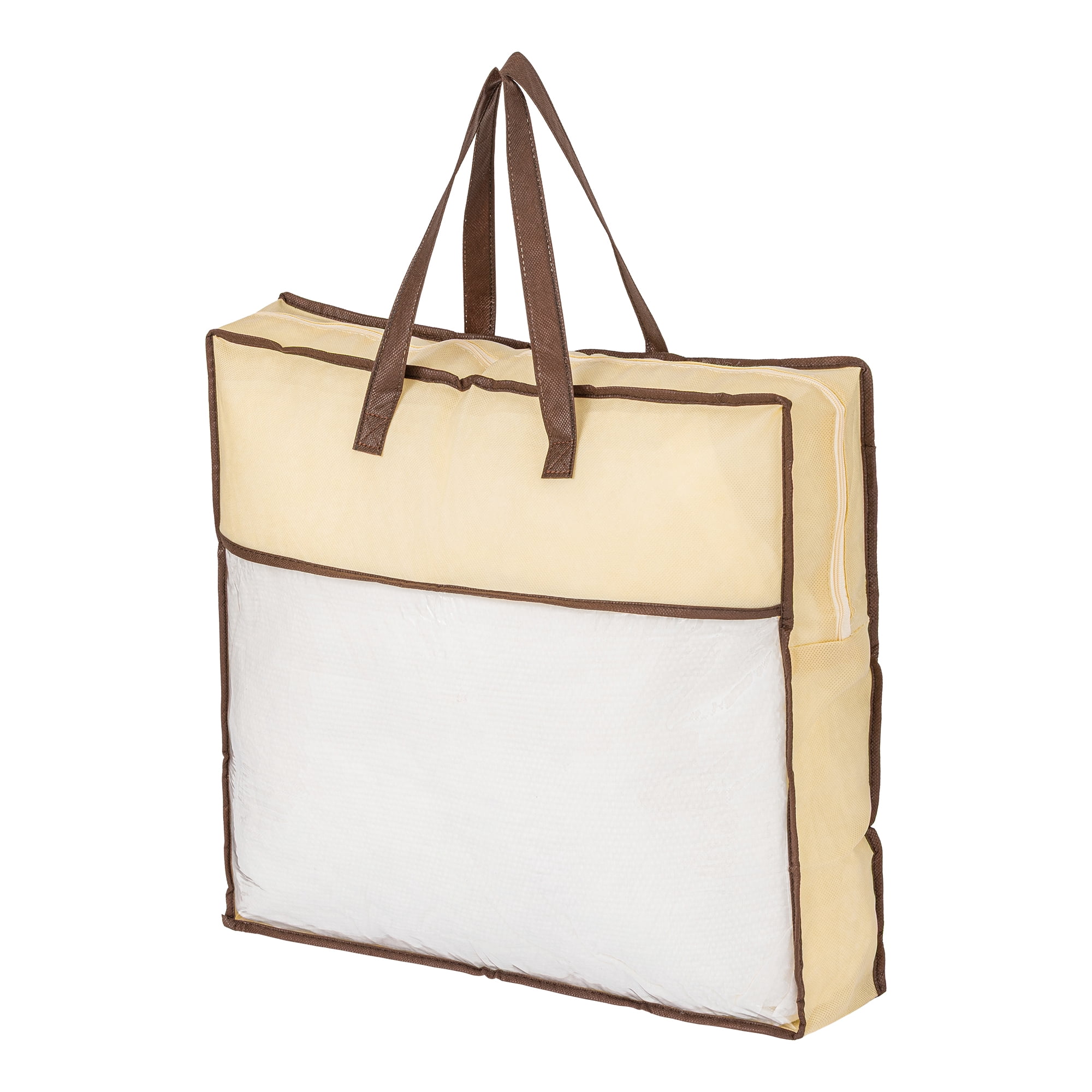 Unique Bargains Storage Bag for Organizing Clothing with Handles Beige 15.7"x15.7"x3.9"