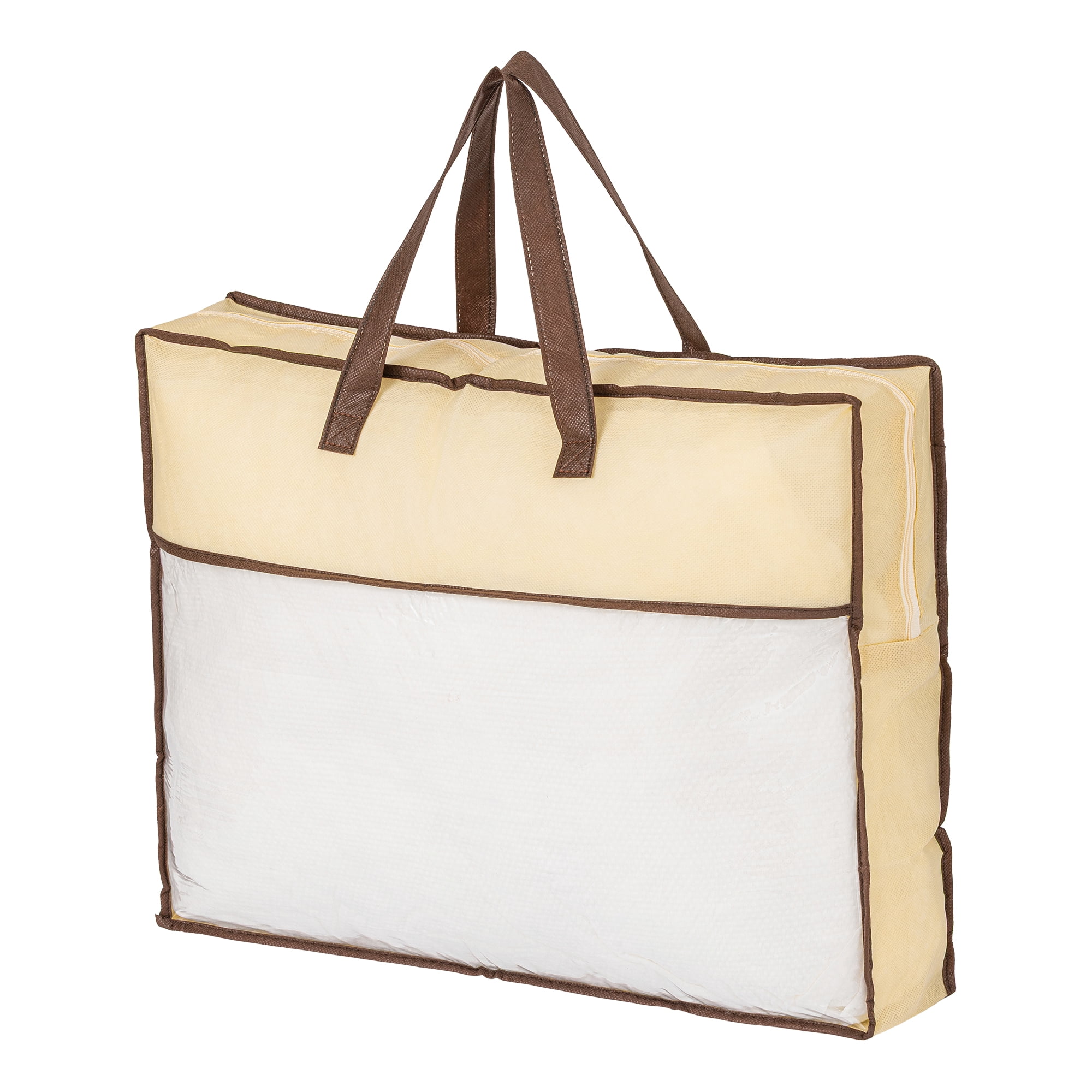 Unique Bargains Storage Bag for Organizing Clothing with Handles Beige 15.7"x19.7"x3.9"