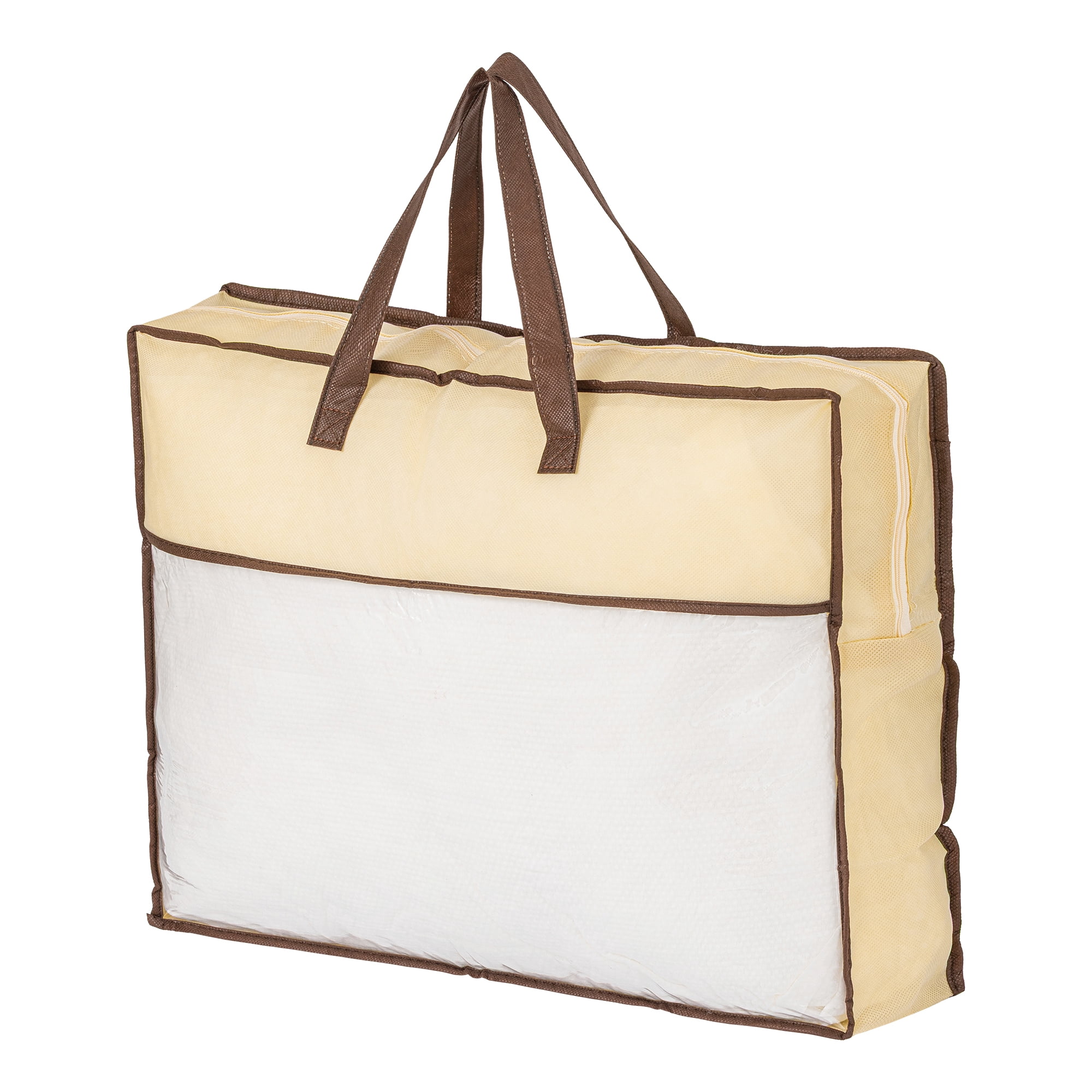 Unique Bargains Storage Bag for Organizing Clothing with Handles Beige 17.7"x21.7"x5.9"